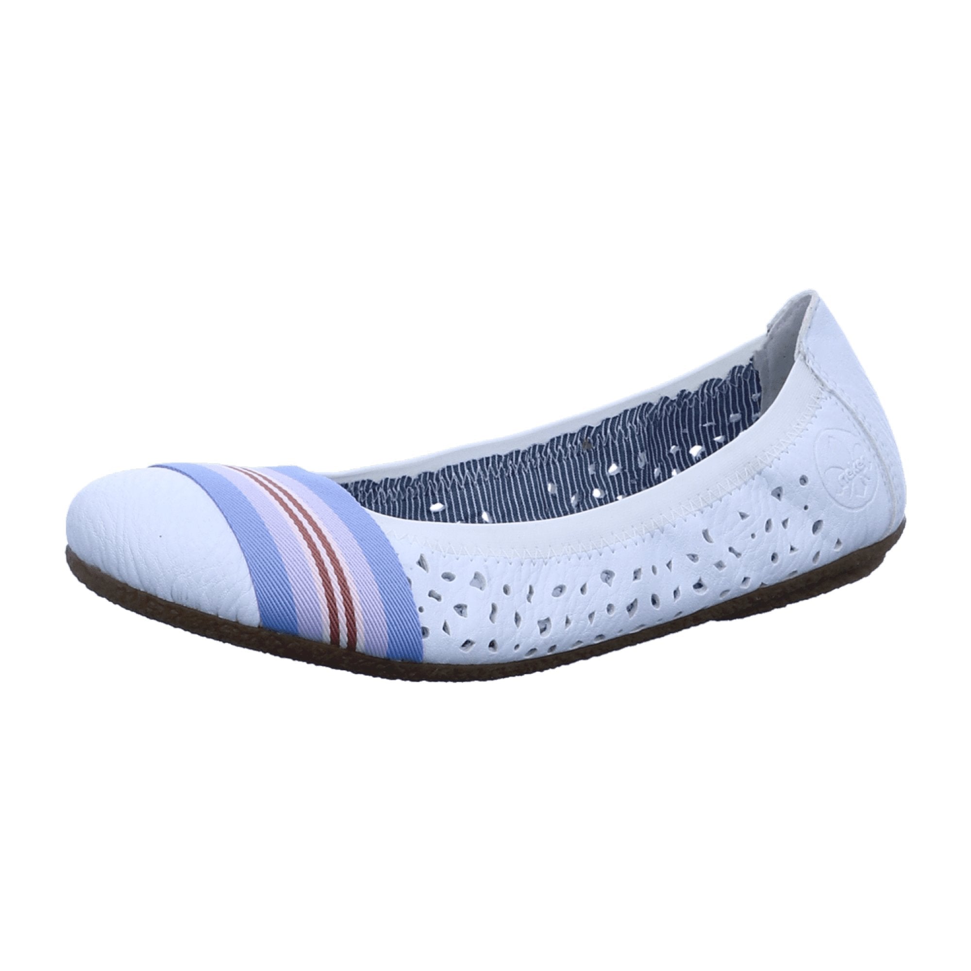 Rieker Women's White Ballerina Shoes Comfortable Synthetic Leather Flats