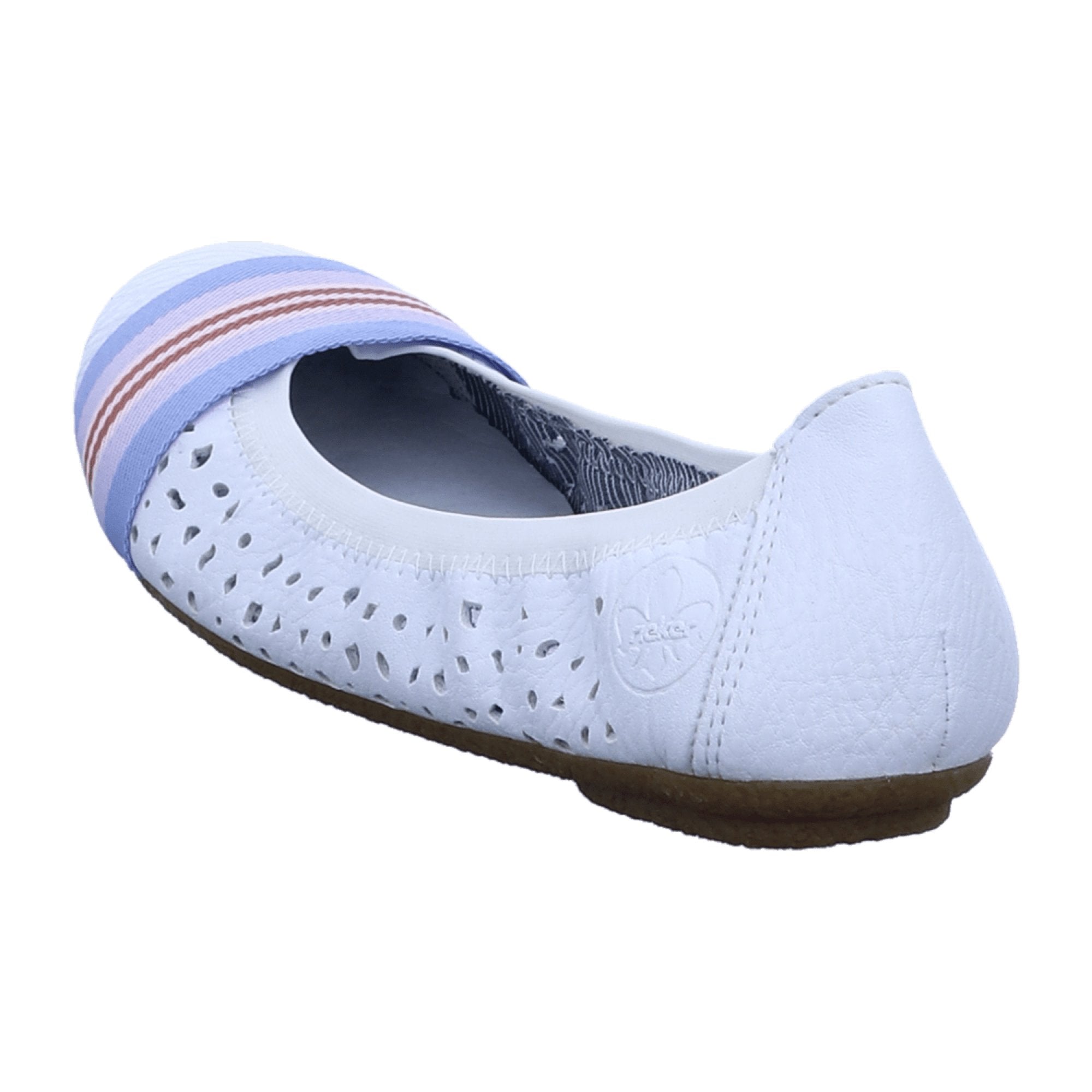 Rieker Women's White Ballerina Shoes Comfortable Synthetic Leather Flats