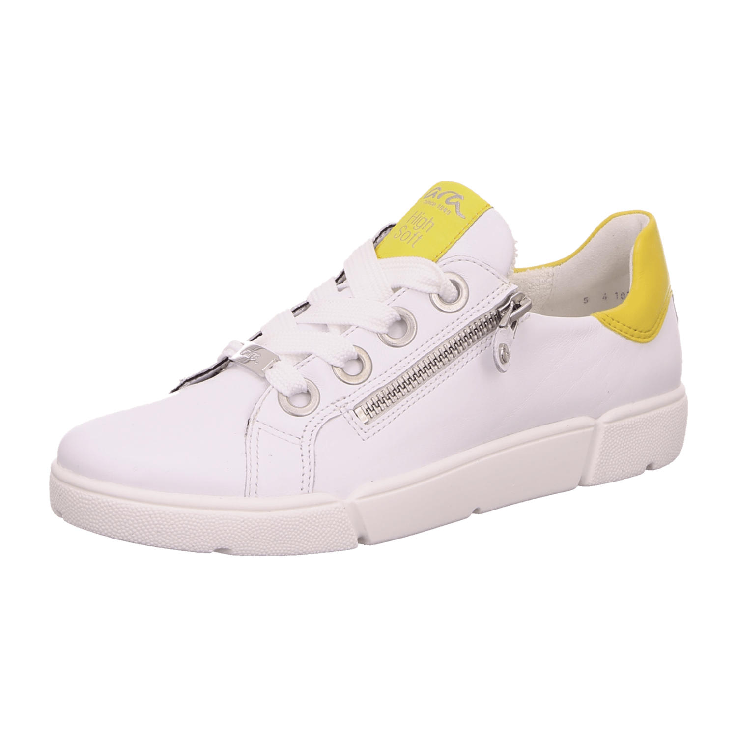 ARA Women's Smooth Leather Lace-Up Sneakers in White