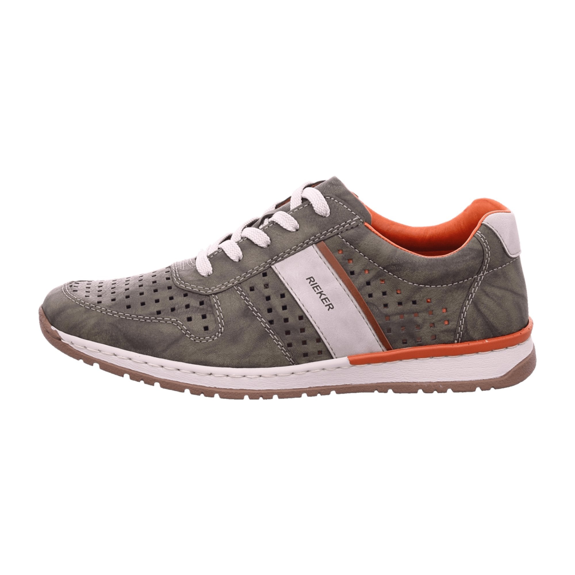 Rieker Men's Lace-Up Shoes Gray Comfortable Synthetic Leather Casual Footwear