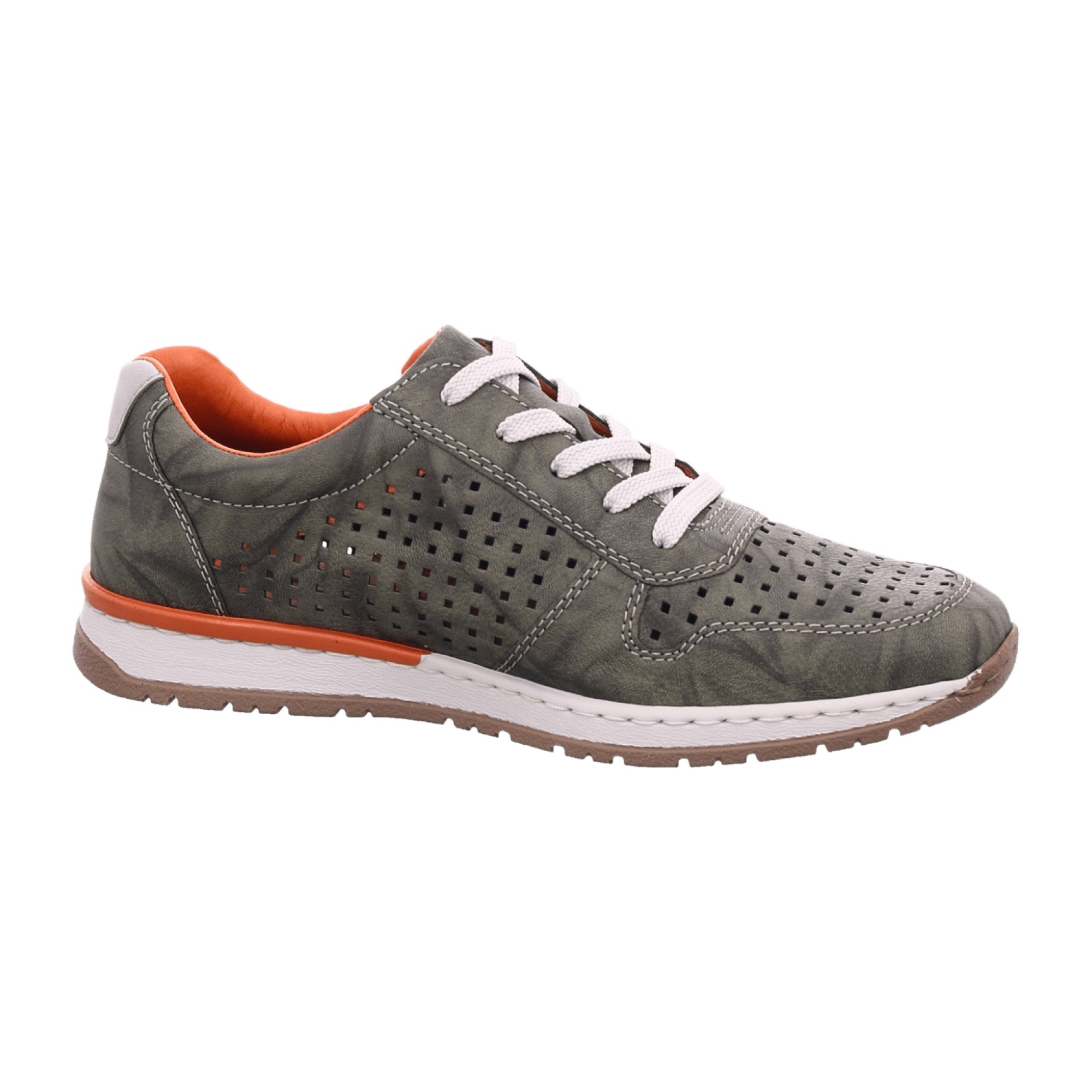 Rieker Men's Lace-Up Shoes Gray Comfortable Synthetic Leather Casual Footwear