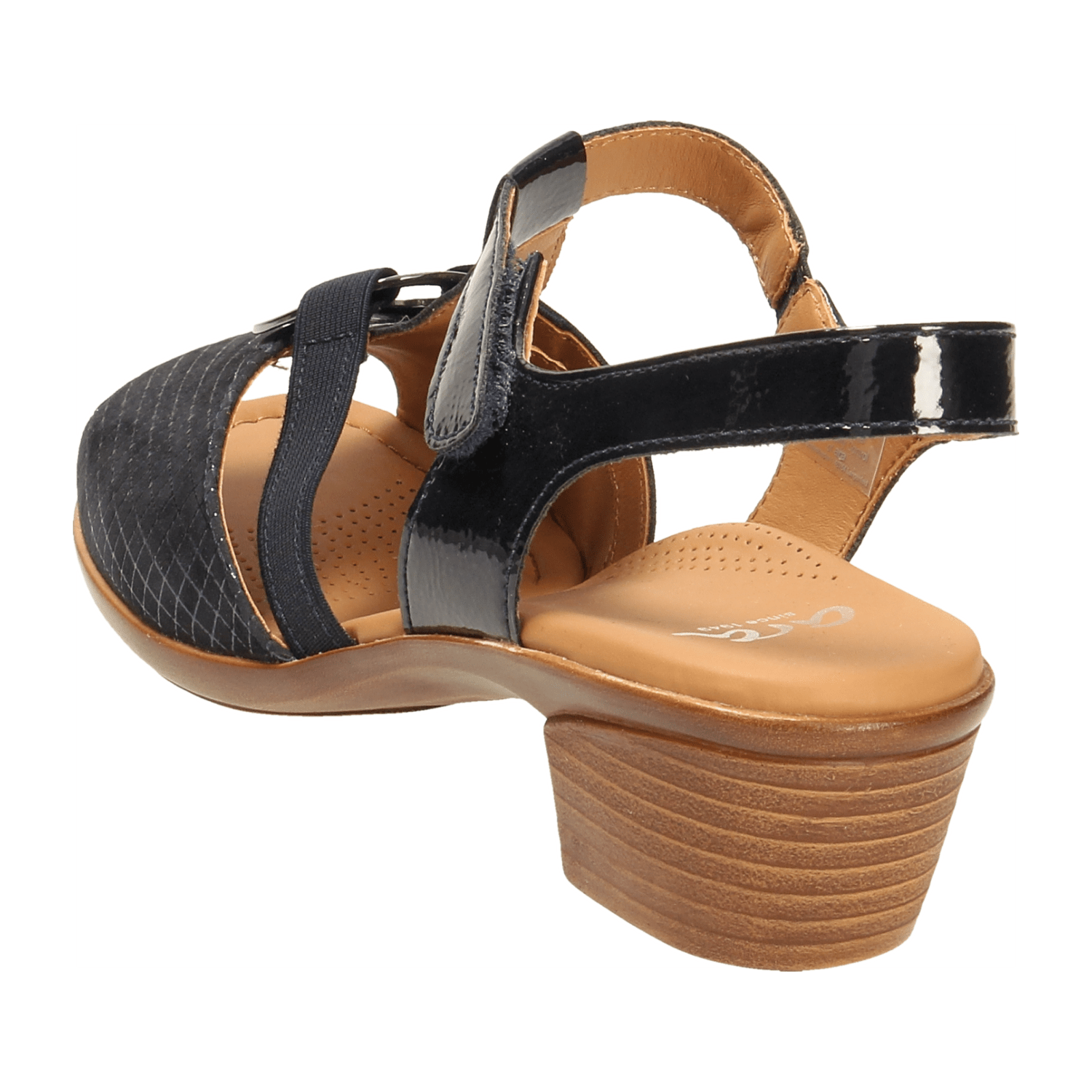 ARA LUGANO Women's Sandals Blue Leather with Hook-and-Loop Strap and Open Toe