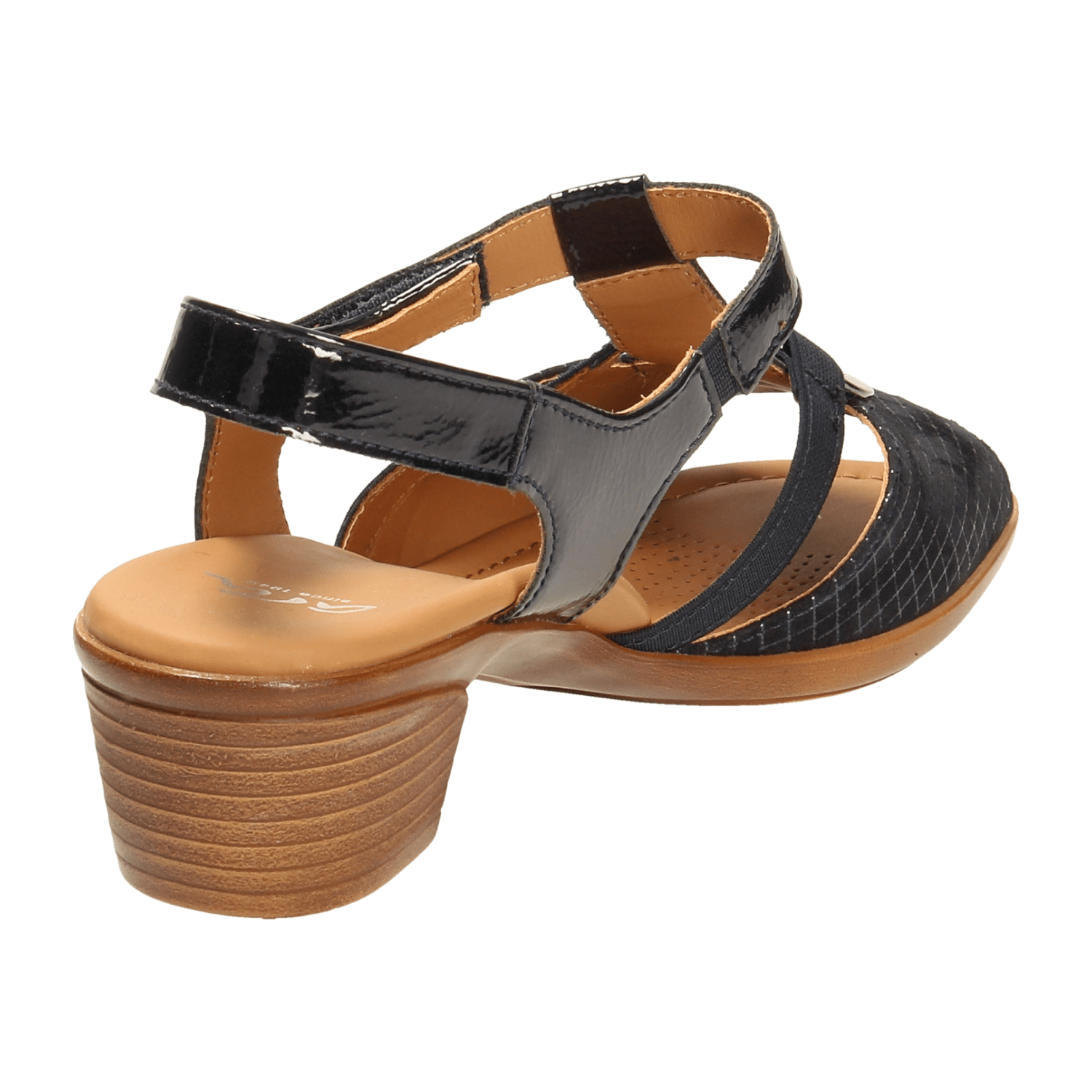 ARA LUGANO Women's Sandals Blue Leather with Hook-and-Loop Strap and Open Toe
