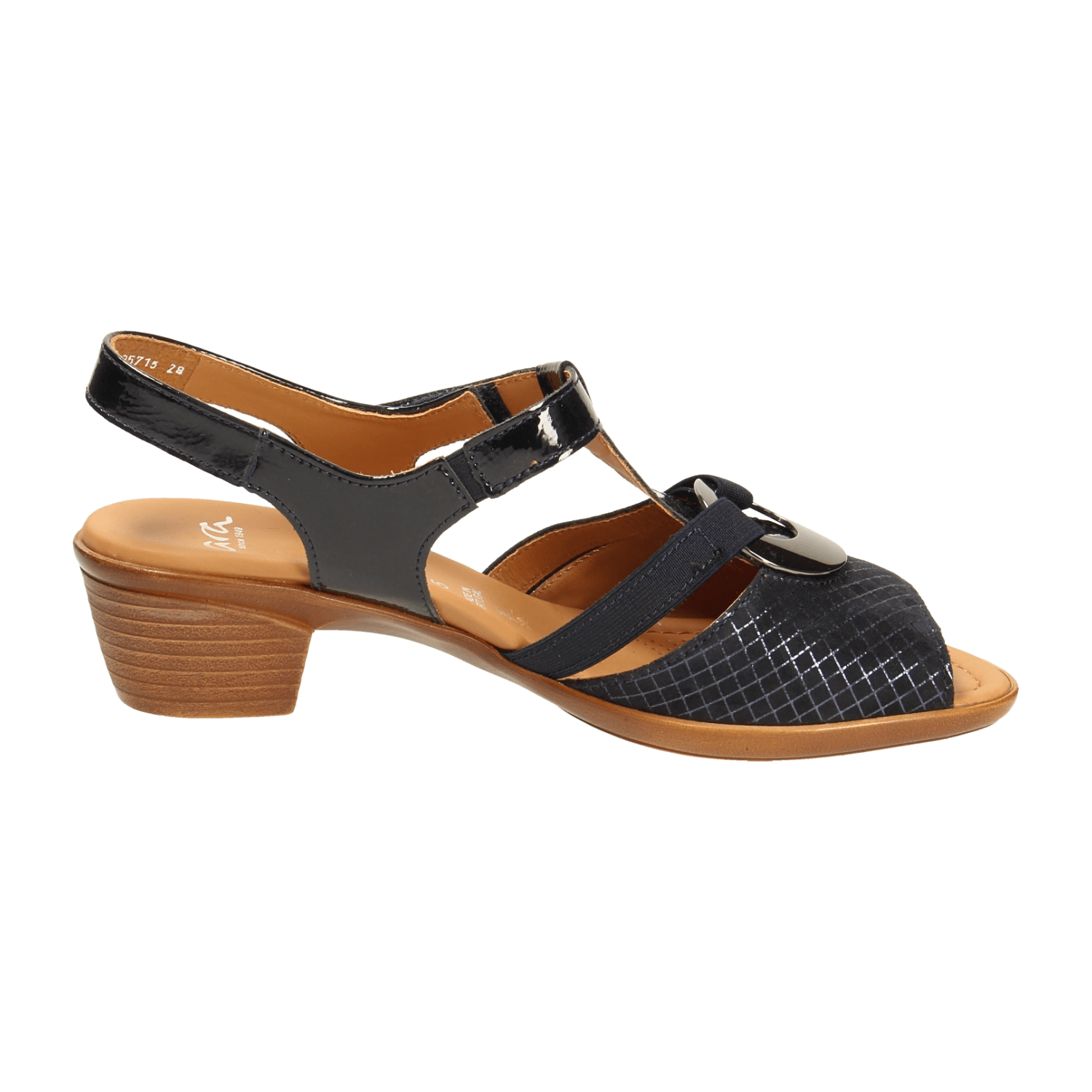 ARA LUGANO Women's Sandals Blue Leather with Hook-and-Loop Strap and Open Toe