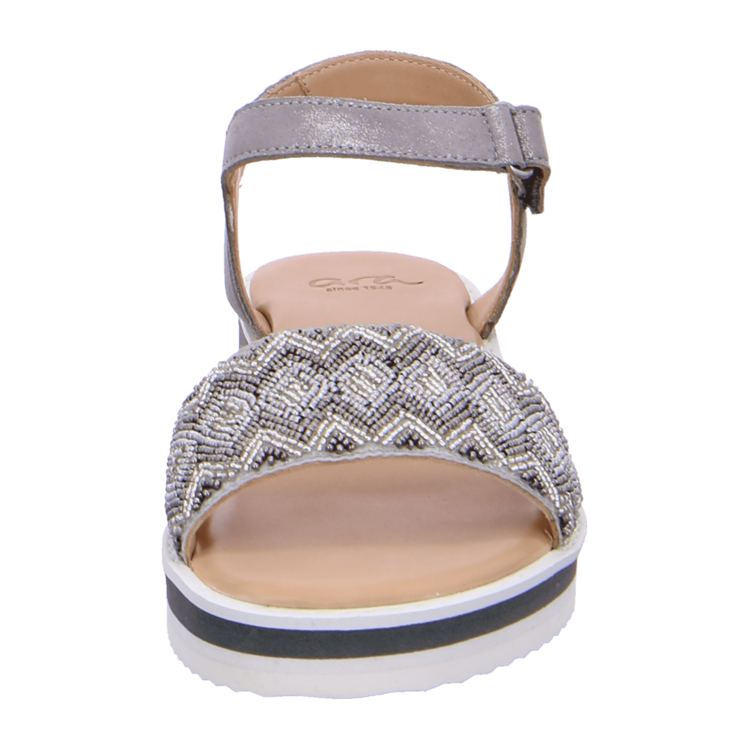 ARA DURBAN Women's Durban Platform Sandal in Grey with Hook-and-Loop Fastening, Smooth Leather Upper and Open Toe