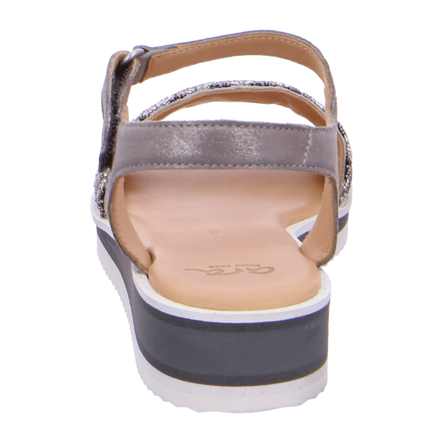 ARA DURBAN Women's Durban Platform Sandal in Grey with Hook-and-Loop Fastening, Smooth Leather Upper and Open Toe