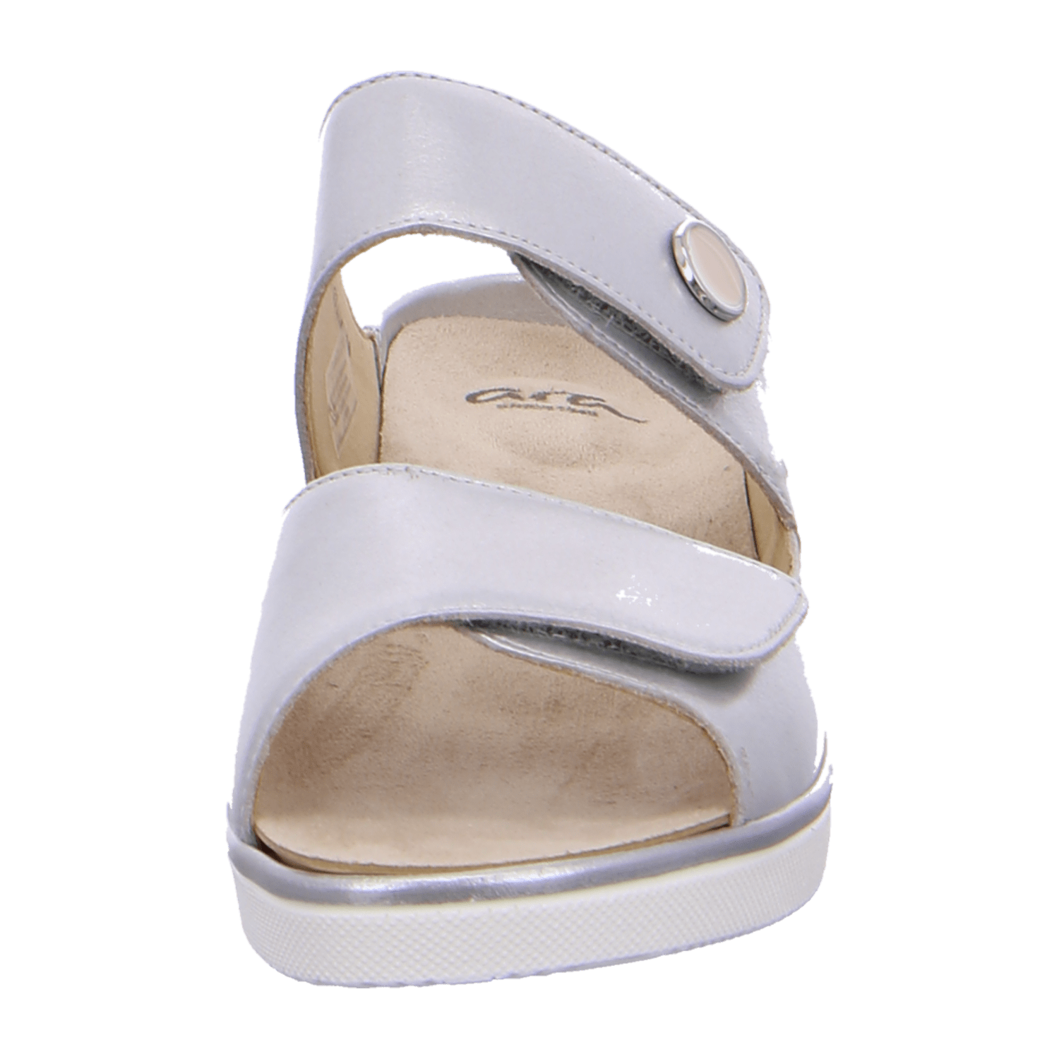 ARA COURTYARD Women's Leather Slip-On Mules with Silver Hook-and-Loop Strap