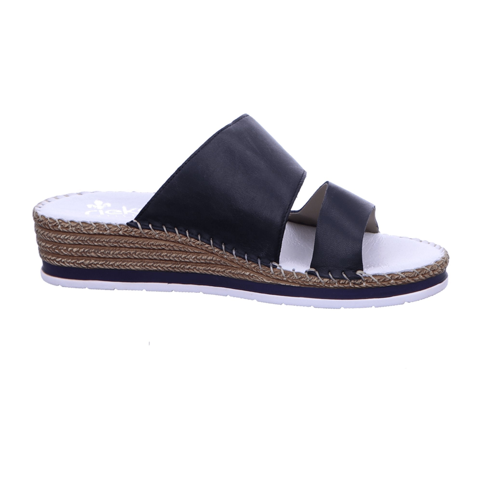 Rieker V609490 Women's Blue Pantolette with Adjustable Strap and 30mm Heel