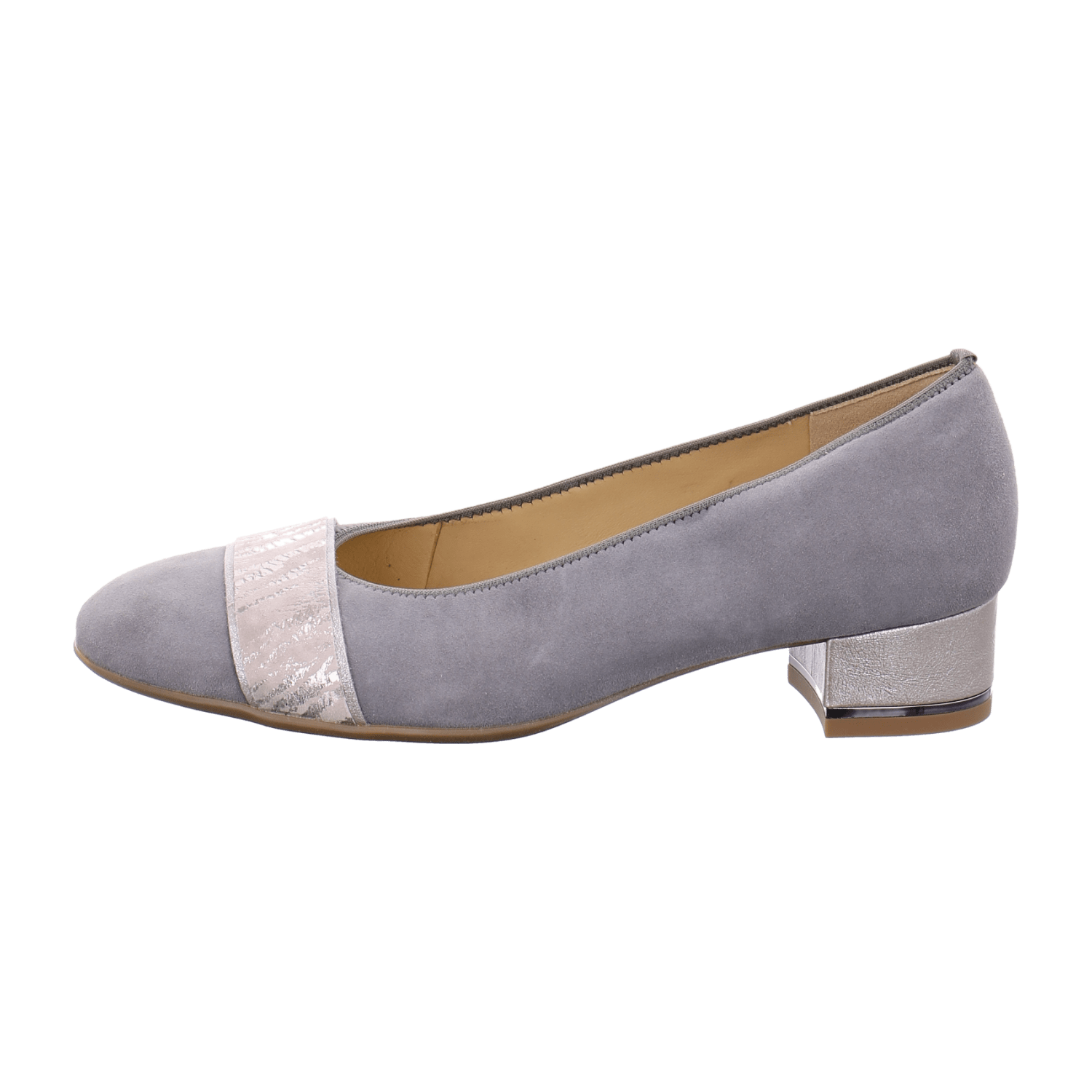 ARA GRAZ Women's Suede Pumps in Grey with Round Toe and Leather Lining