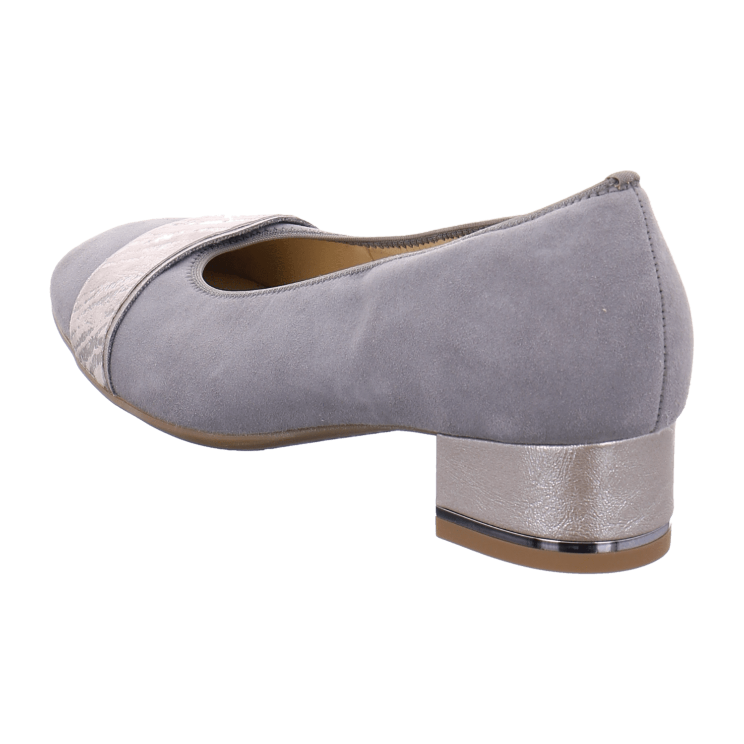 ARA GRAZ Women's Suede Pumps in Grey with Round Toe and Leather Lining