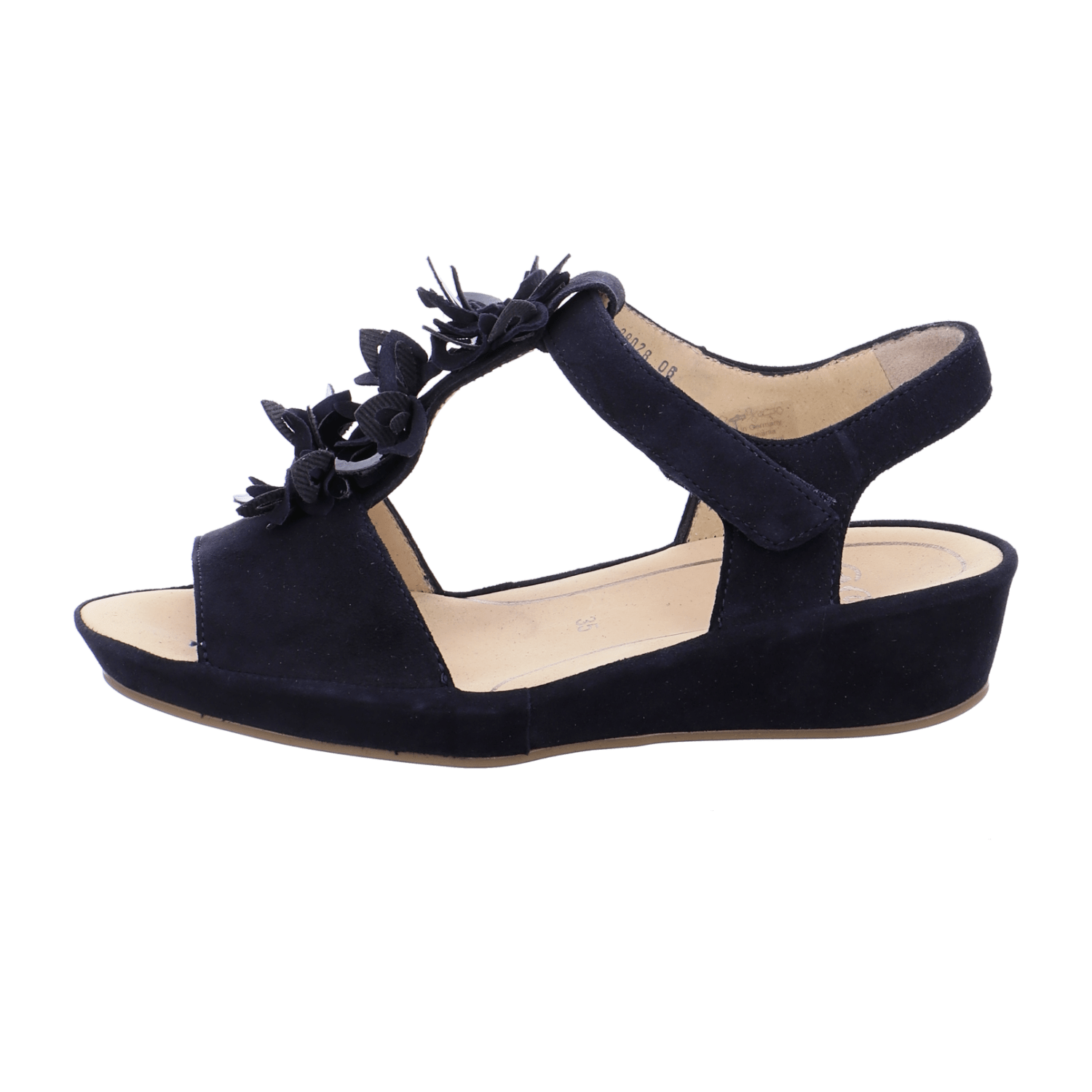 ARA CAPRI Women's T-Bar Sandals with Hook-and-Loop Fastening in Blue Suede