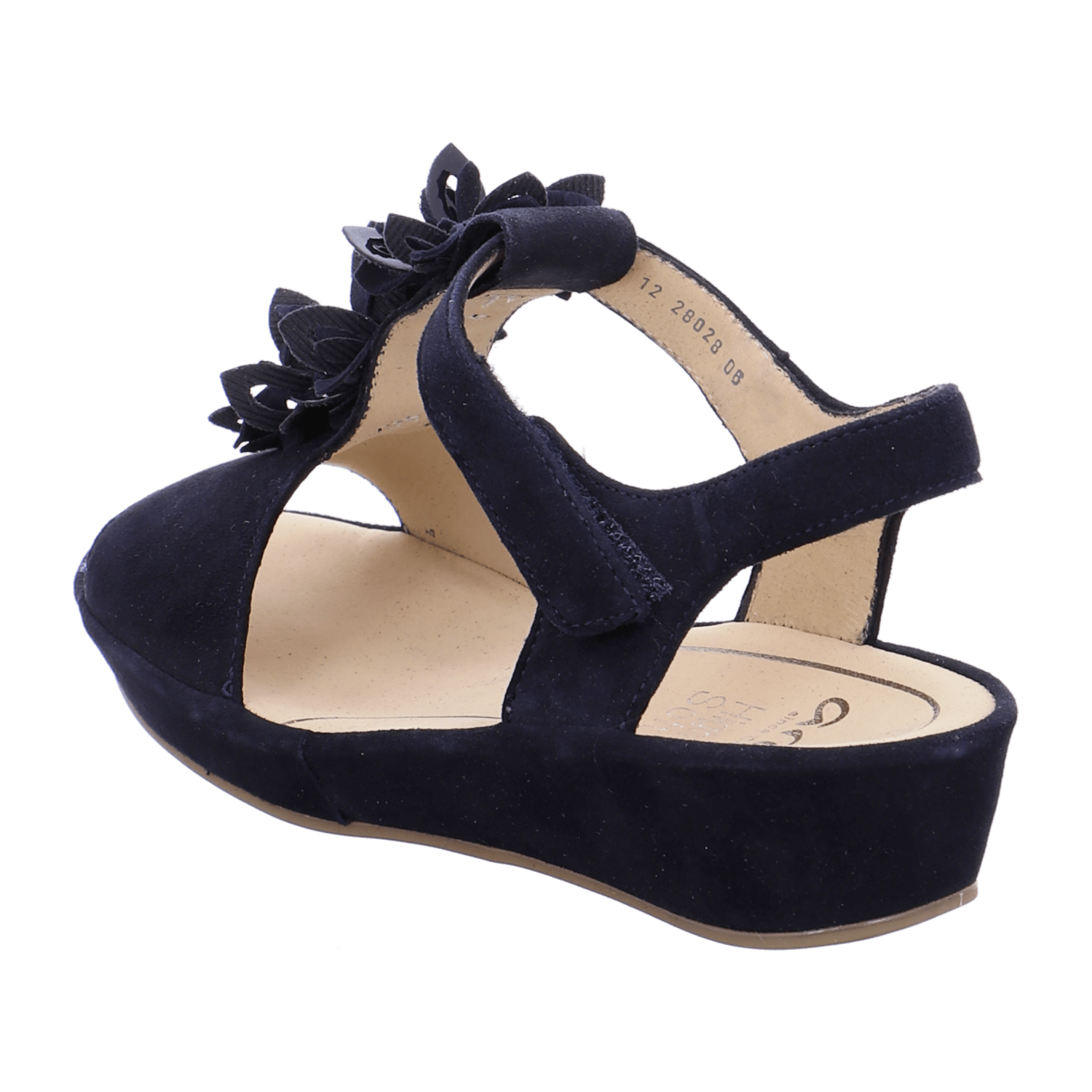 ARA CAPRI Women's T-Bar Sandals with Hook-and-Loop Fastening in Blue Suede