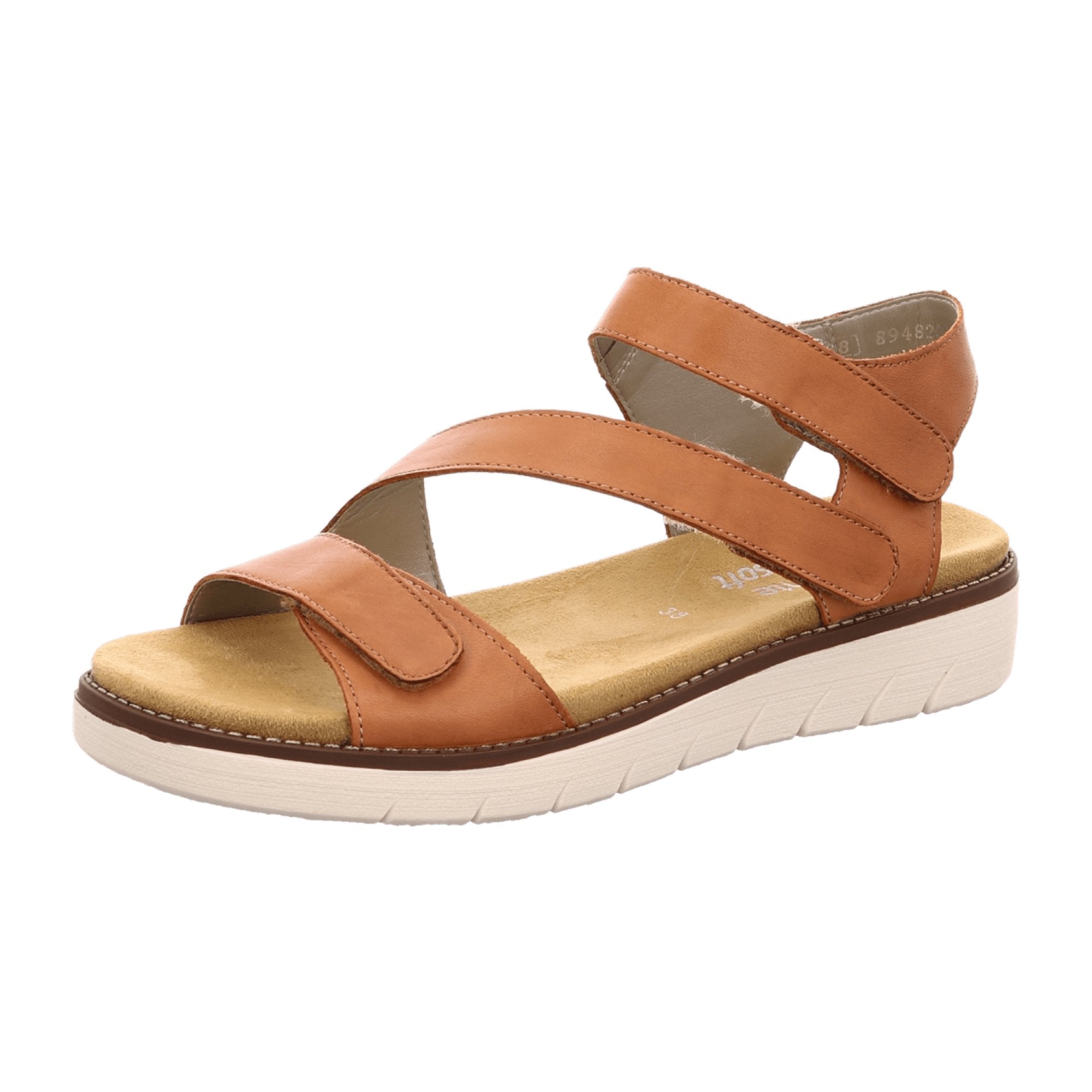 Remonte Women's Brown Leather Sandals with Velcro Straps and Comfortable Soles