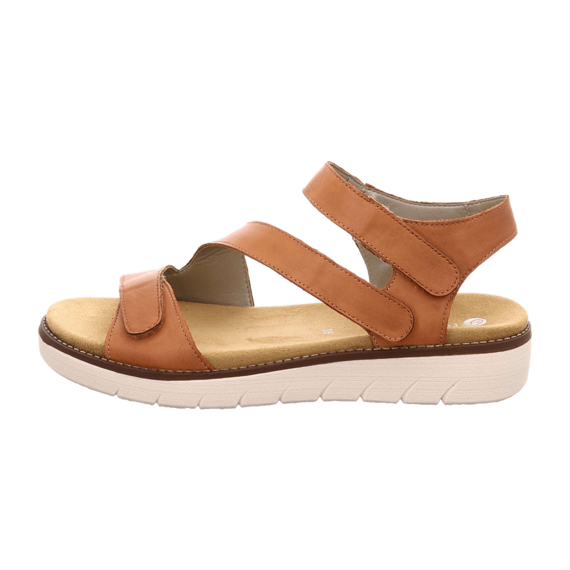 Remonte Women's Brown Leather Sandals with Velcro Straps and Comfortable Soles