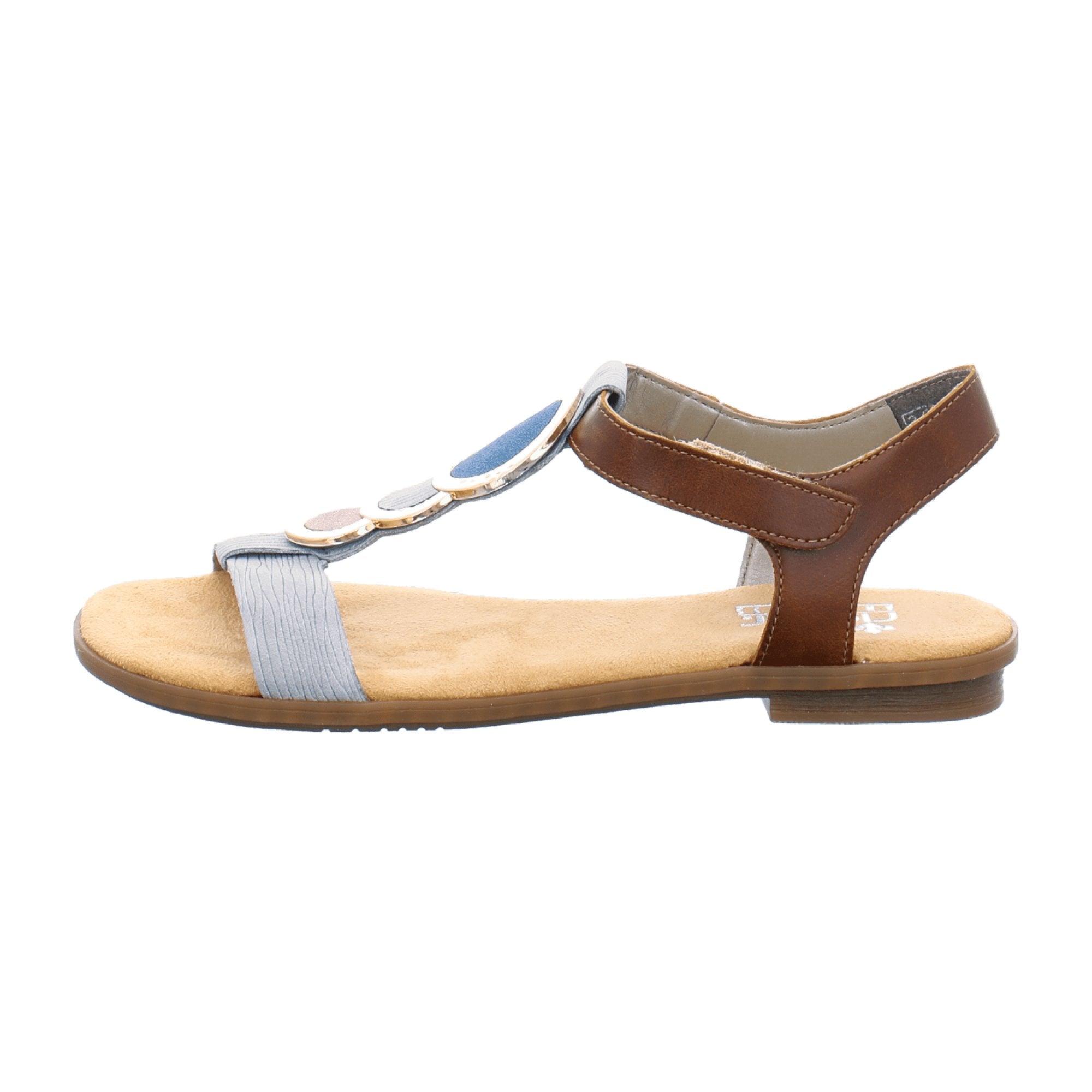 Rieker Women's Grey Sandals 64278 Comfortable Synthetic Leather Velcro Strap