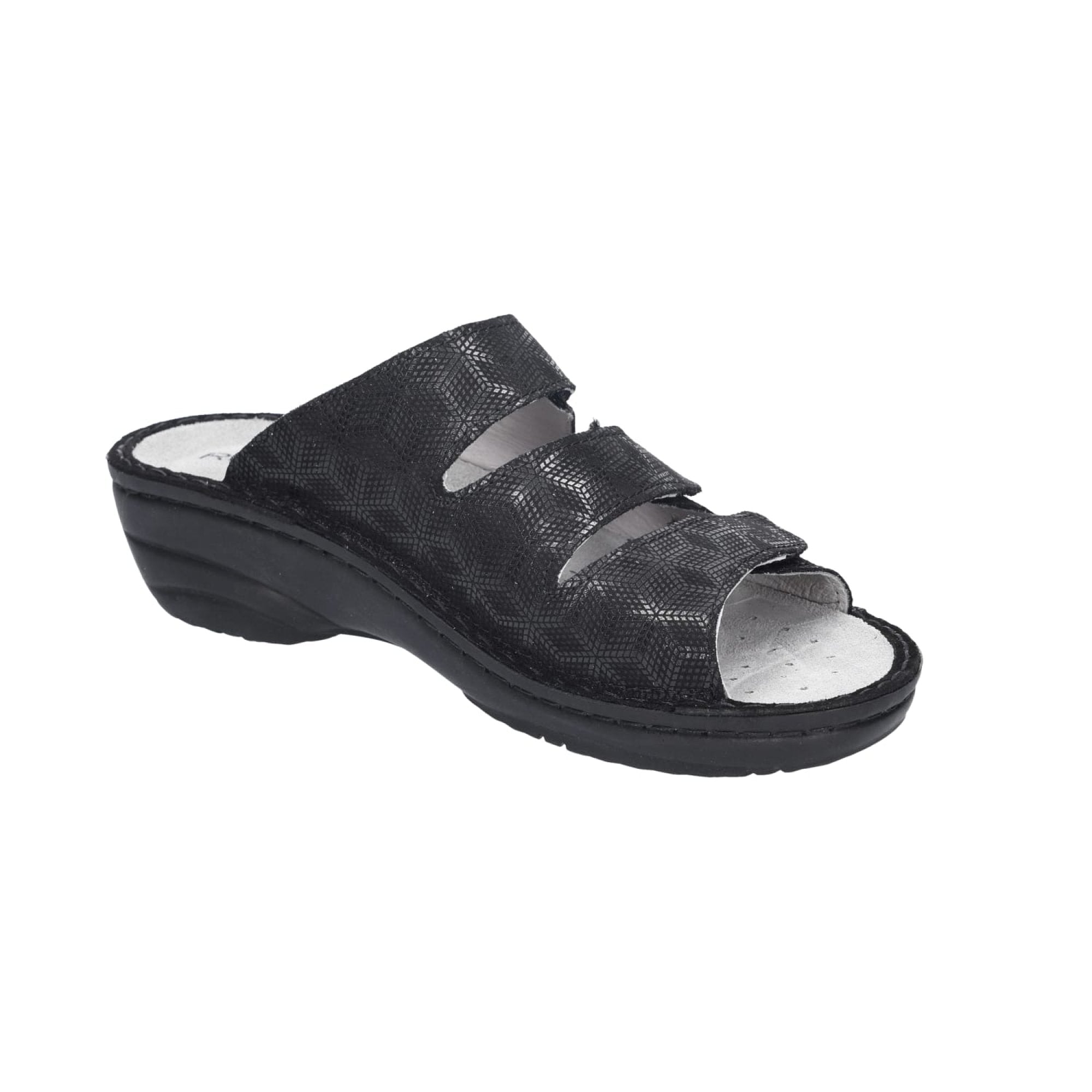 Rohde Cremona Women's Black Nubuck Leather Shoes with Velcro Strap