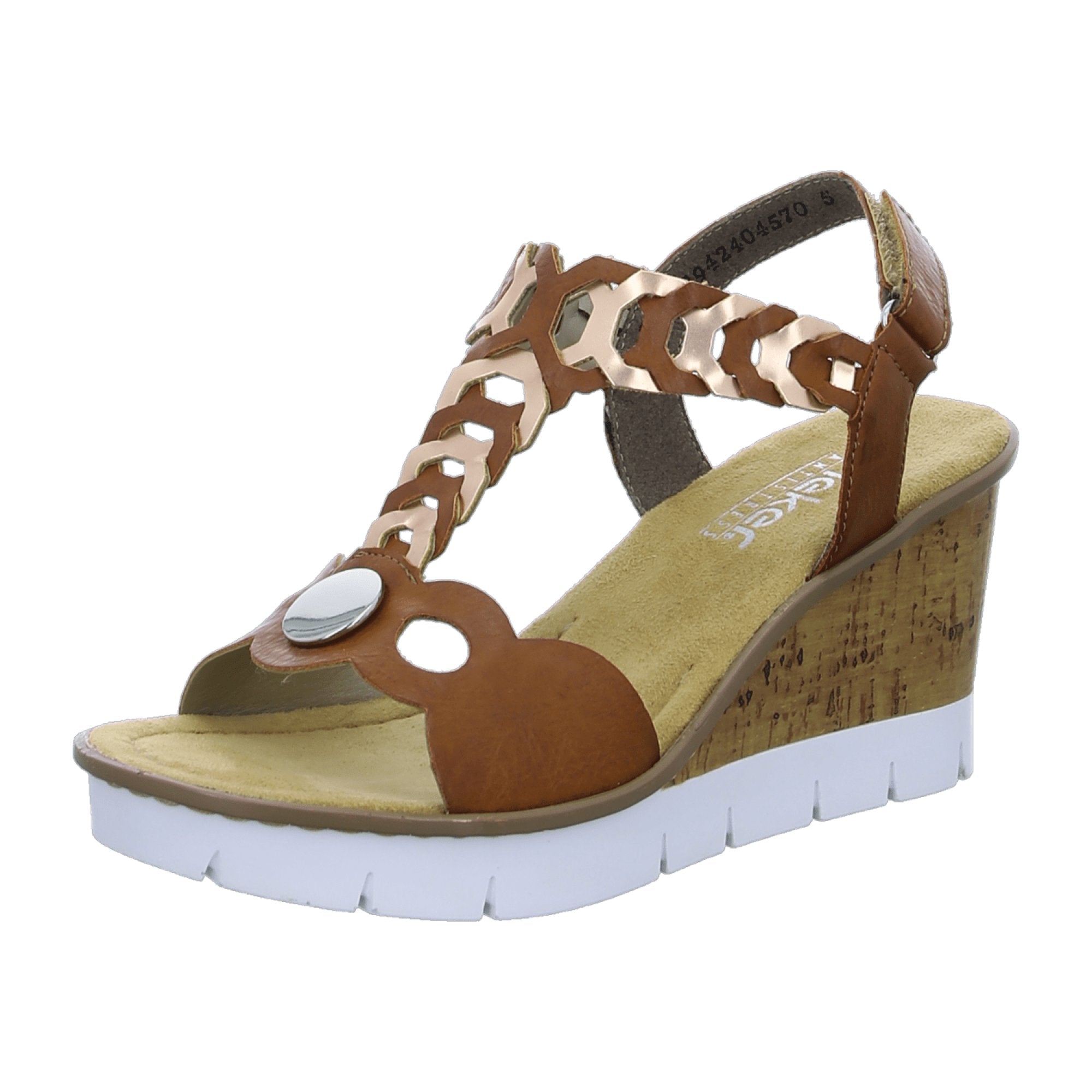 Rieker Women's Brown Wedge Sandals Comfortable Spring Summer Shoes