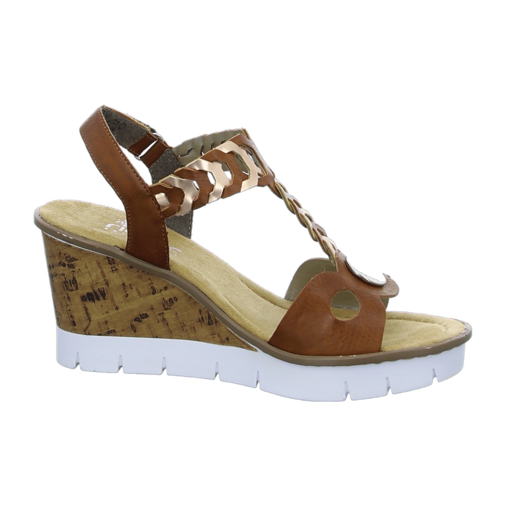 Rieker Women's Brown Wedge Sandals Comfortable Spring Summer Shoes