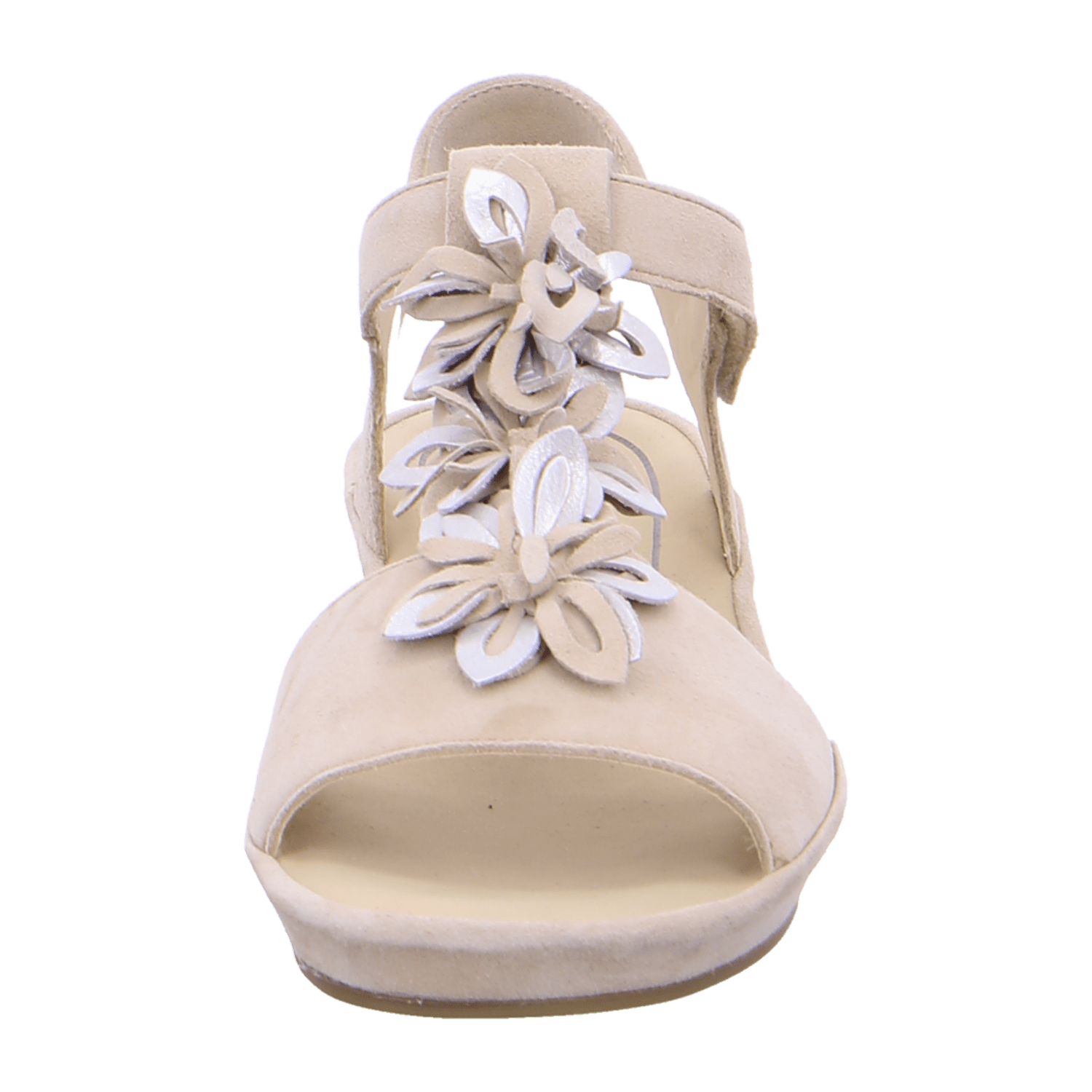 ARA CAPRI Women's T-Bar Sandals Beige Nubuck Leather with Hook-and-Loop Fastening