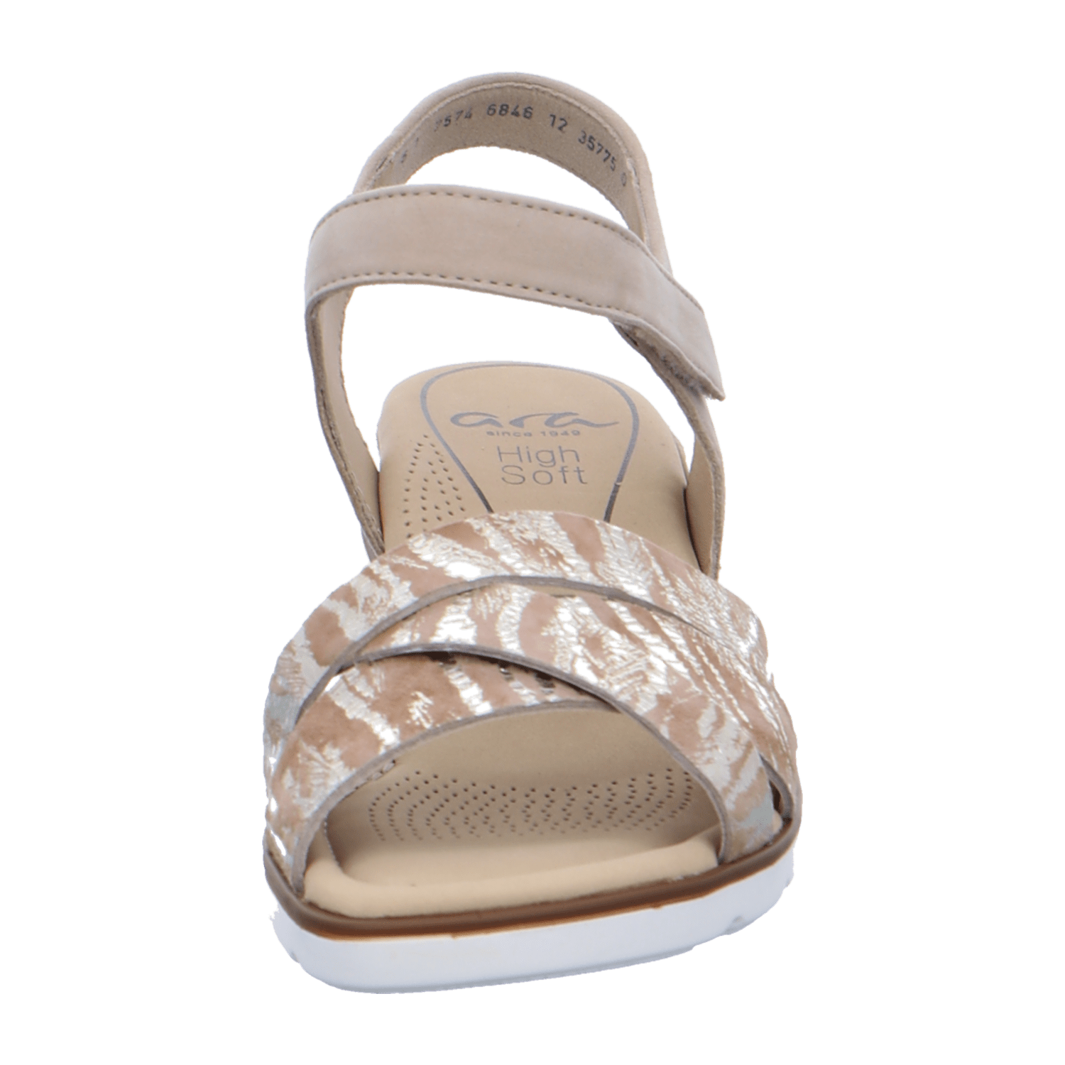 ARA LUGANO LUGA Women's Sandals Beige Suede with Hook-and-Loop Strap Open Toe