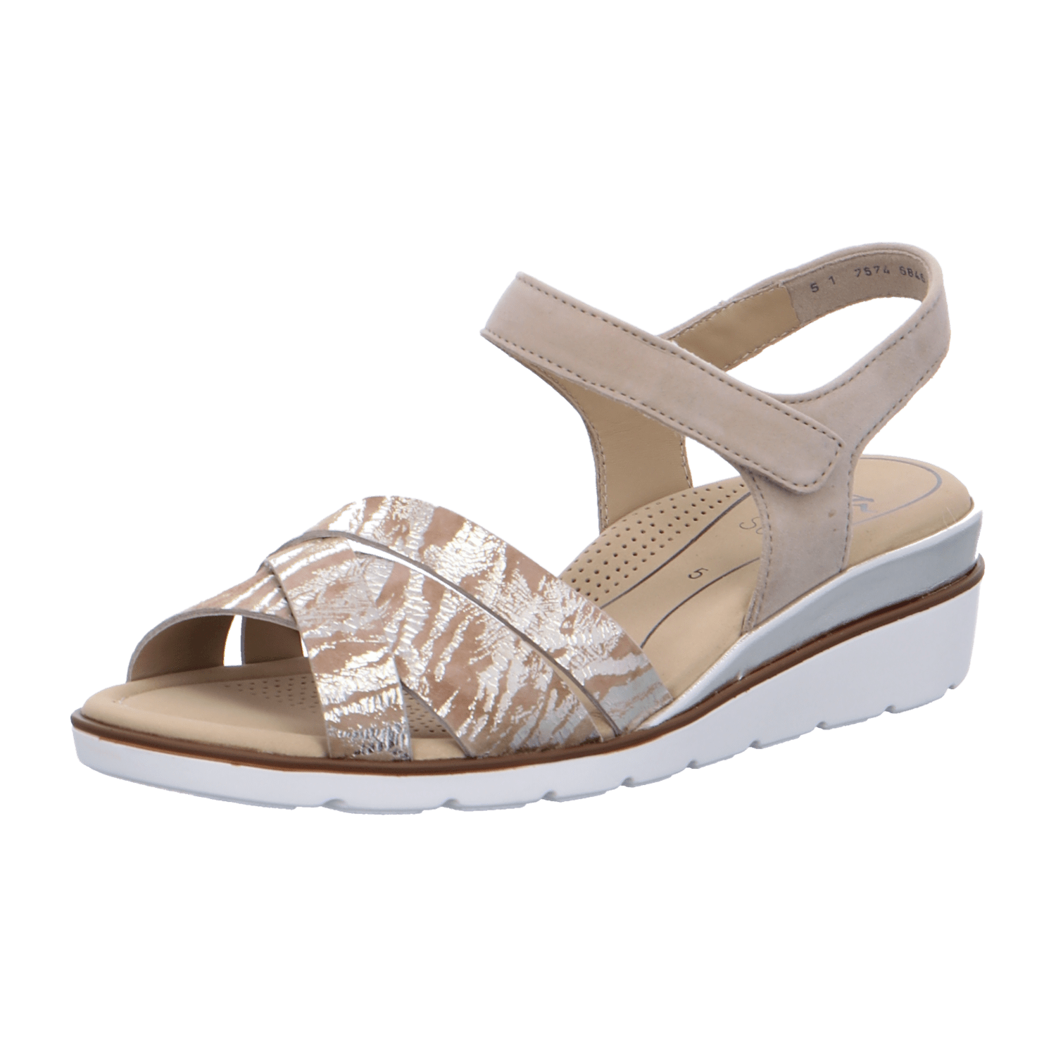 ARA LUGANO LUGA Women's Sandals Beige Suede with Hook-and-Loop Strap Open Toe