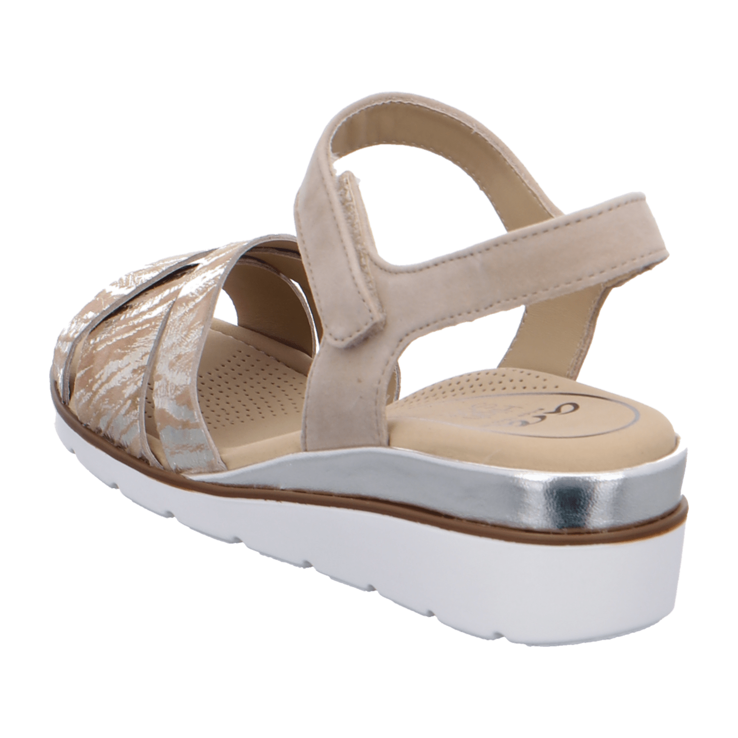 ARA LUGANO LUGA Women's Sandals Beige Suede with Hook-and-Loop Strap Open Toe