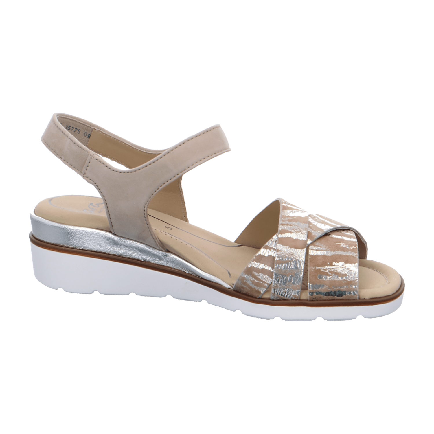 ARA LUGANO LUGA Women's Sandals Beige Suede with Hook-and-Loop Strap Open Toe