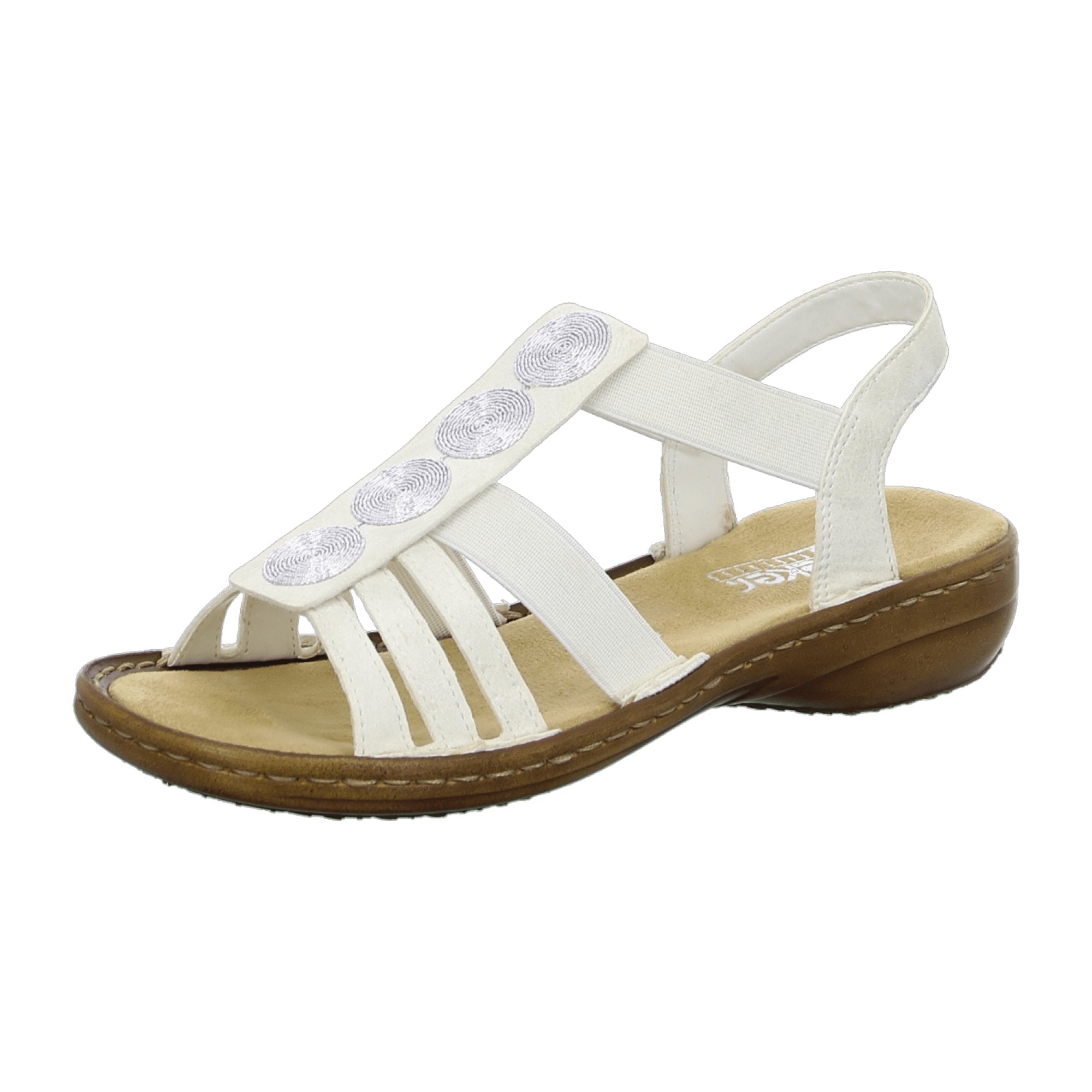 Rieker Women's White Comfort Sandals Open Toe Slip-On Synthetic Summer Shoes