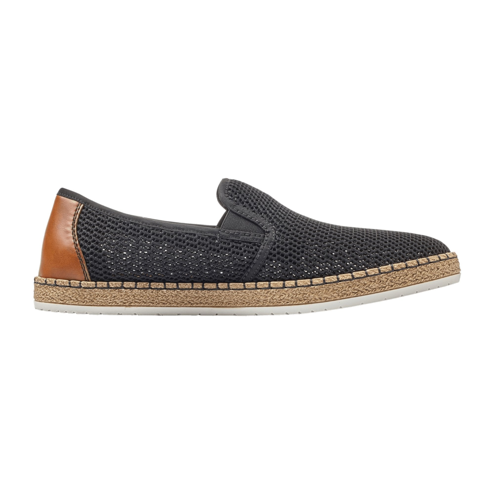 Rieker Men's Black Slip-On Shoes with Soft Insole and Shock Absorbing Sole
