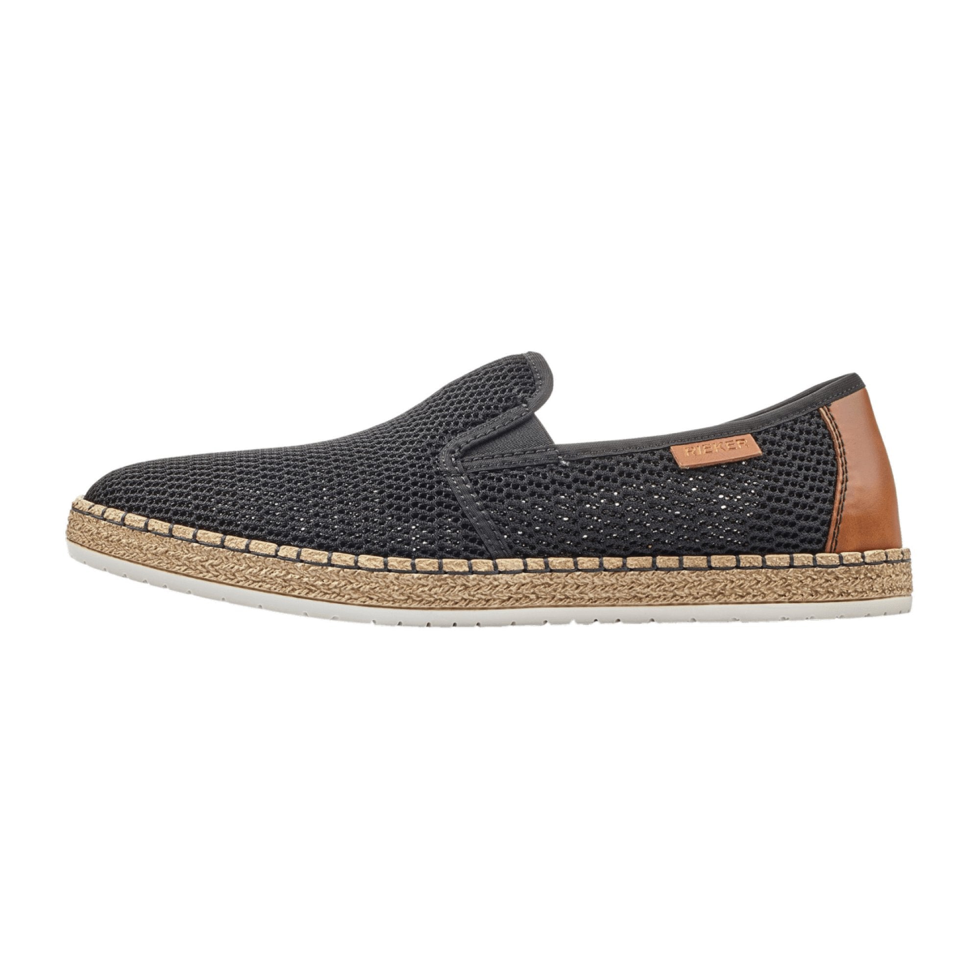 Rieker Men's Black Slip-On Shoes with Soft Insole and Shock Absorbing Sole