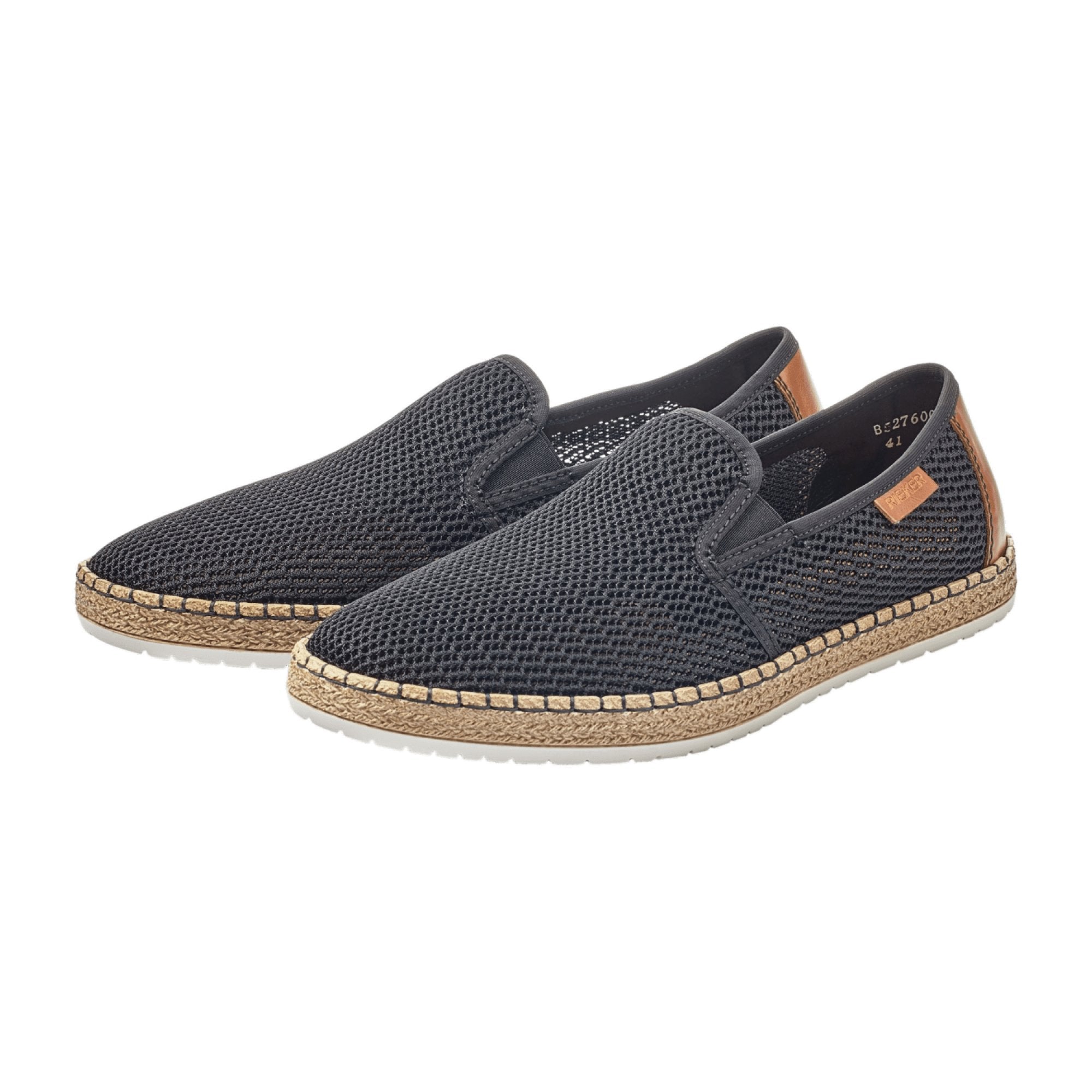 Rieker Men's Black Slip-On Shoes with Soft Insole and Shock Absorbing Sole