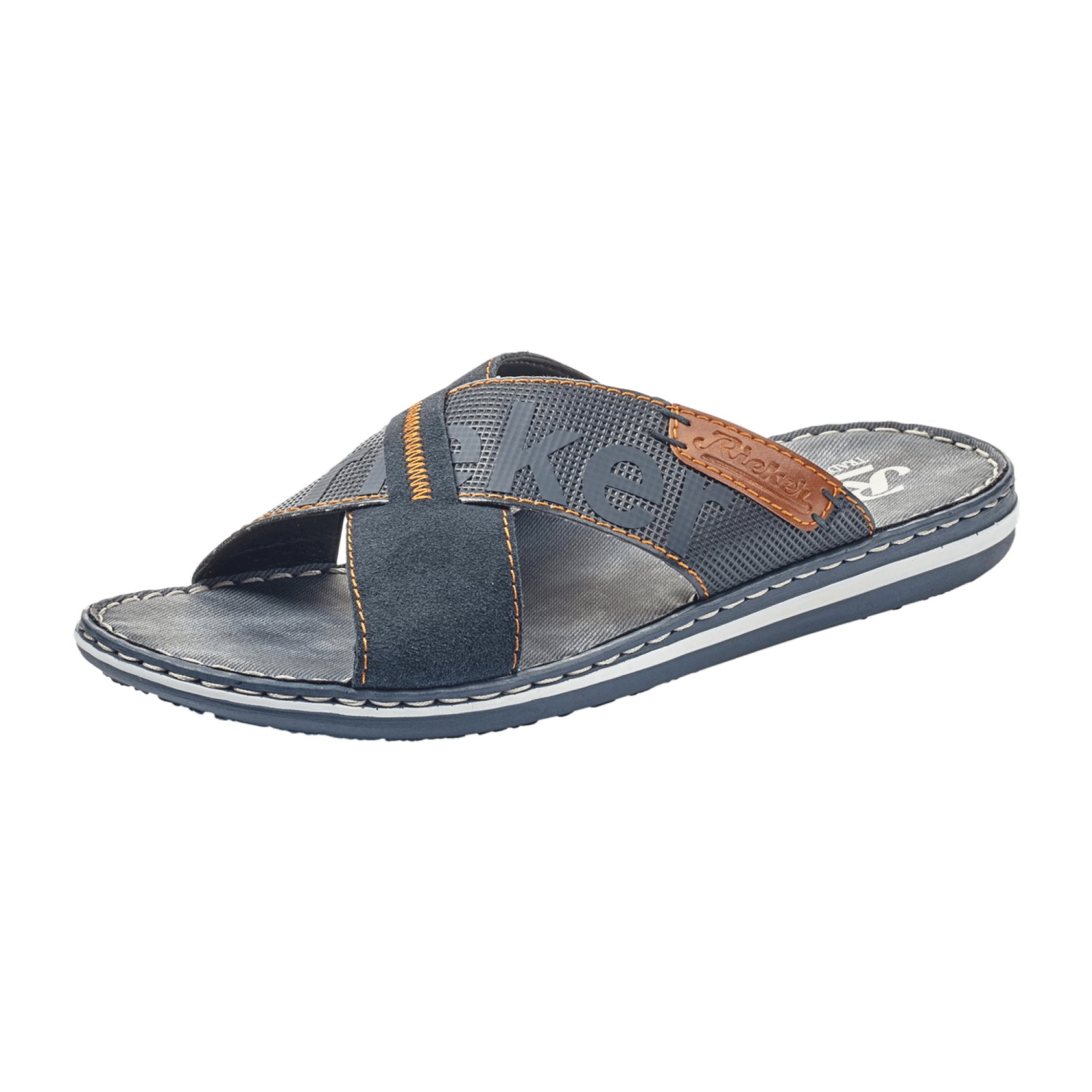 Rieker Blue Pantolette Slip-On Sandals for Women Comfortable Shock Absorbing