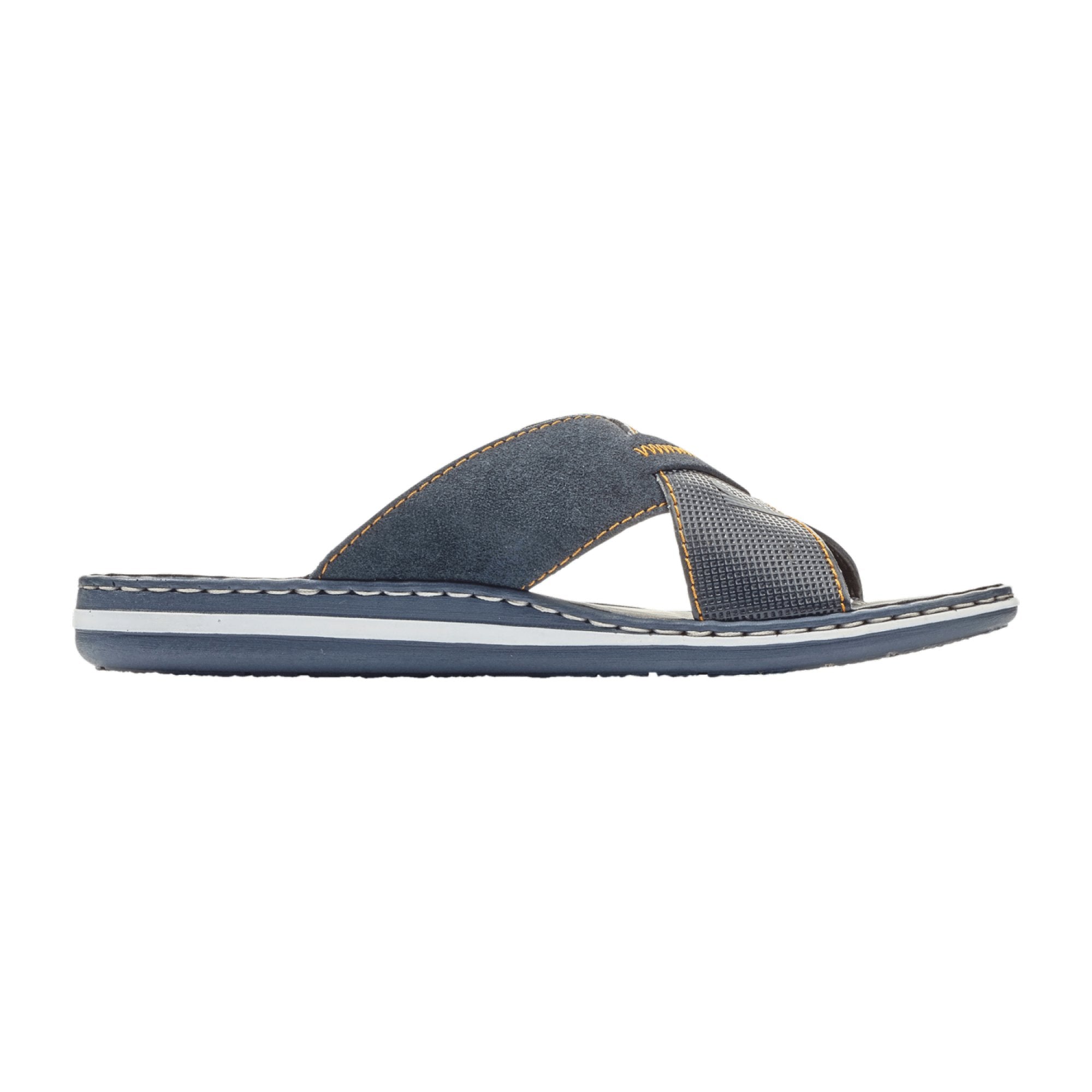 Rieker Blue Pantolette Slip-On Sandals for Women Comfortable Shock Absorbing