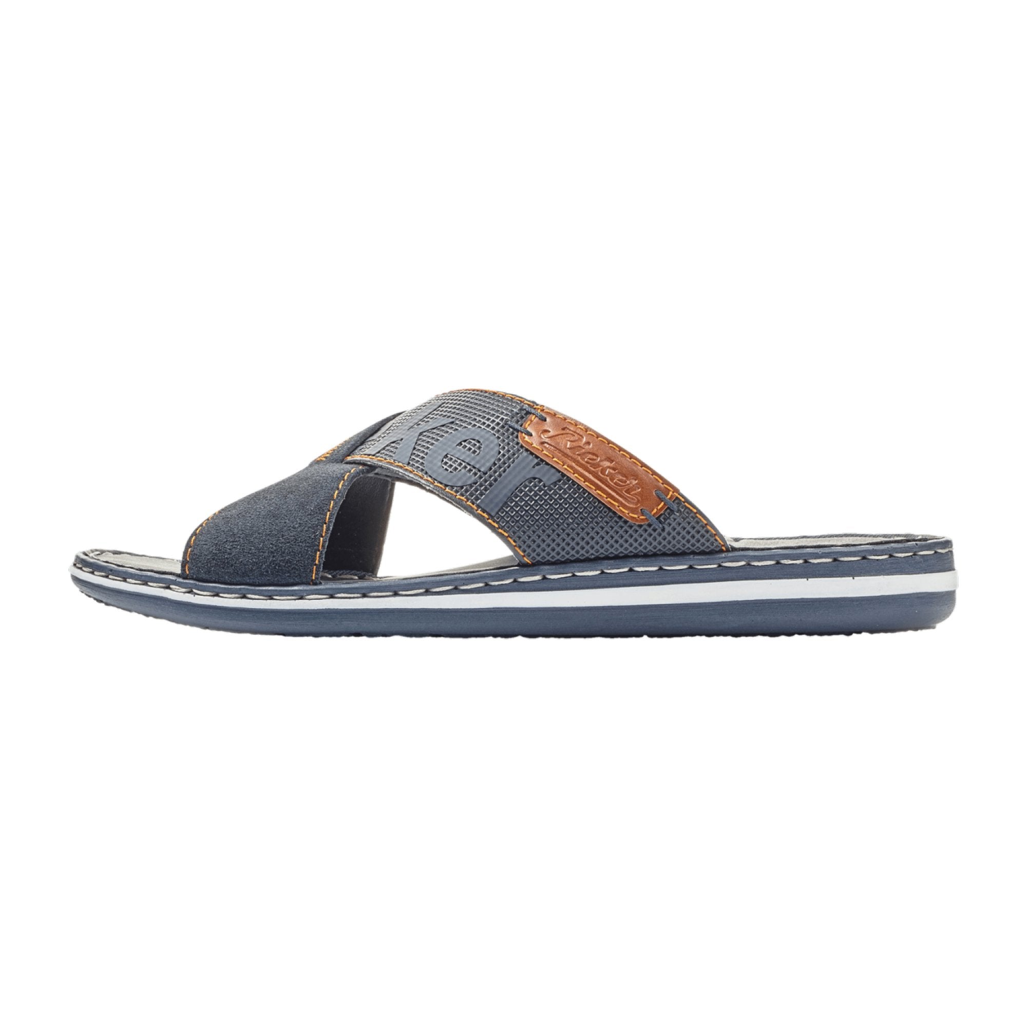Rieker Blue Pantolette Slip-On Sandals for Women Comfortable Shock Absorbing