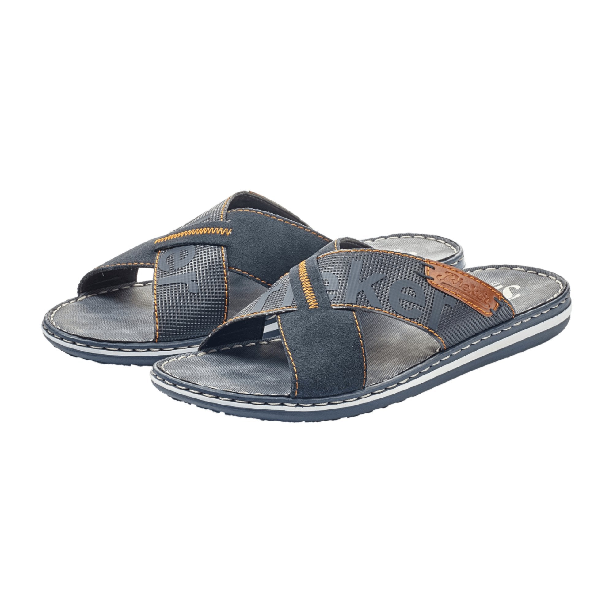 Rieker Blue Pantolette Slip-On Sandals for Women Comfortable Shock Absorbing
