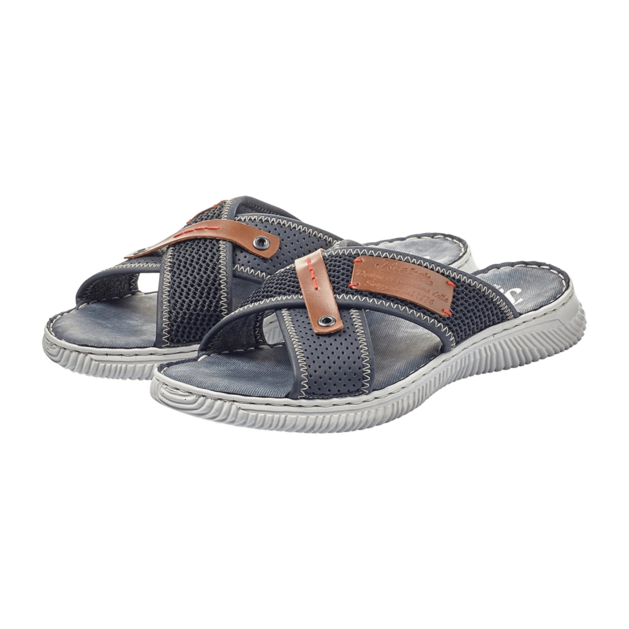 Rieker Men's Blue Slip-On Shoes Textile Synthetic Spring Summer Casual Footwear