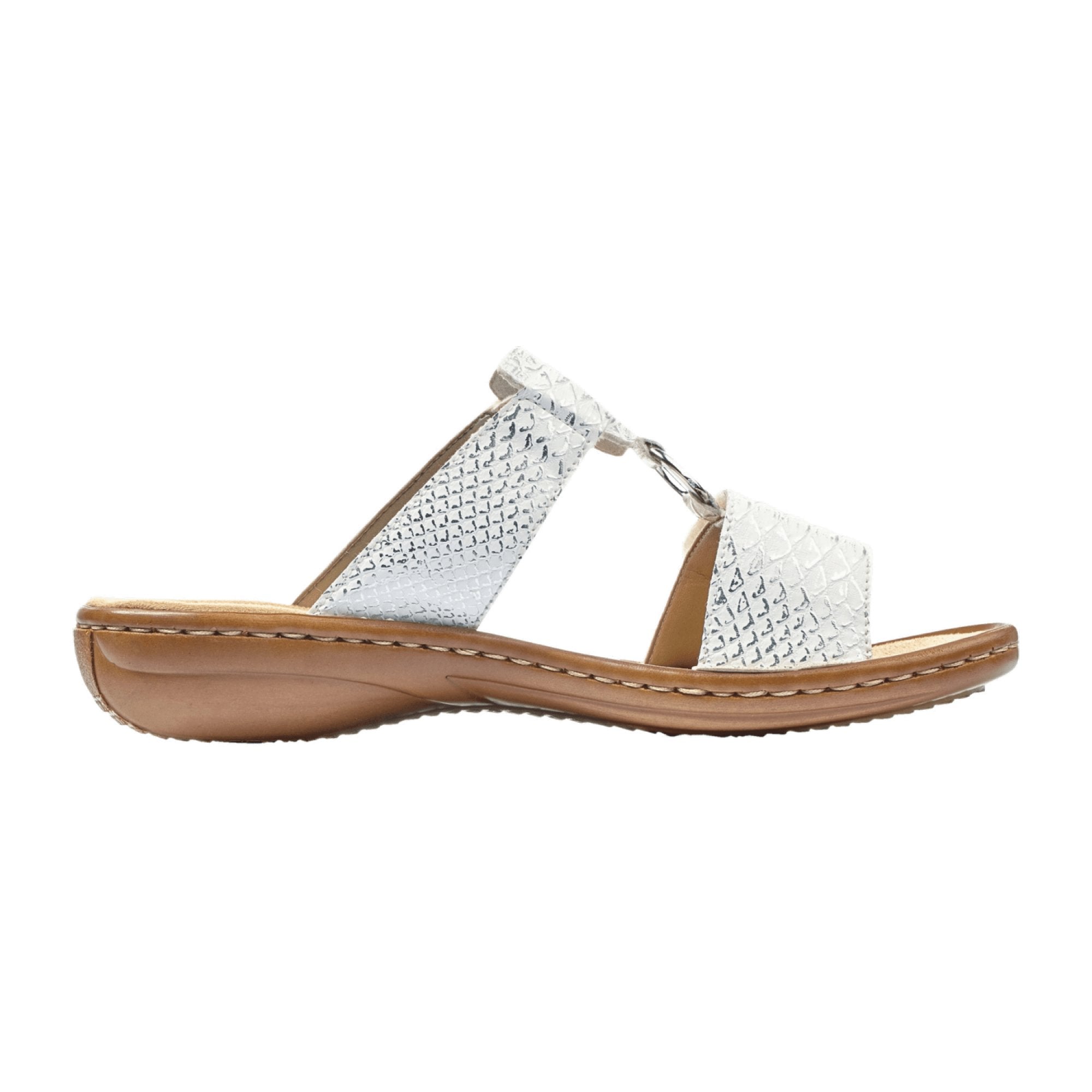 Rieker Women's White Slip-On Sandals with Velcro Strap and Cushioned Sole
