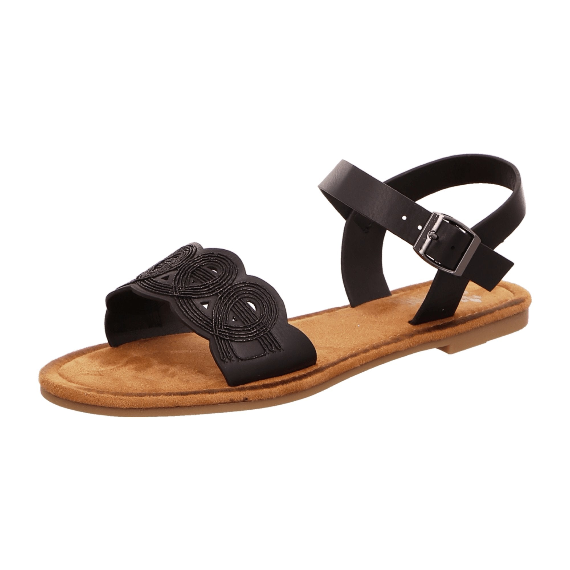 Rieker Women's Black Sandals with Strap Closure and Flexible Sole