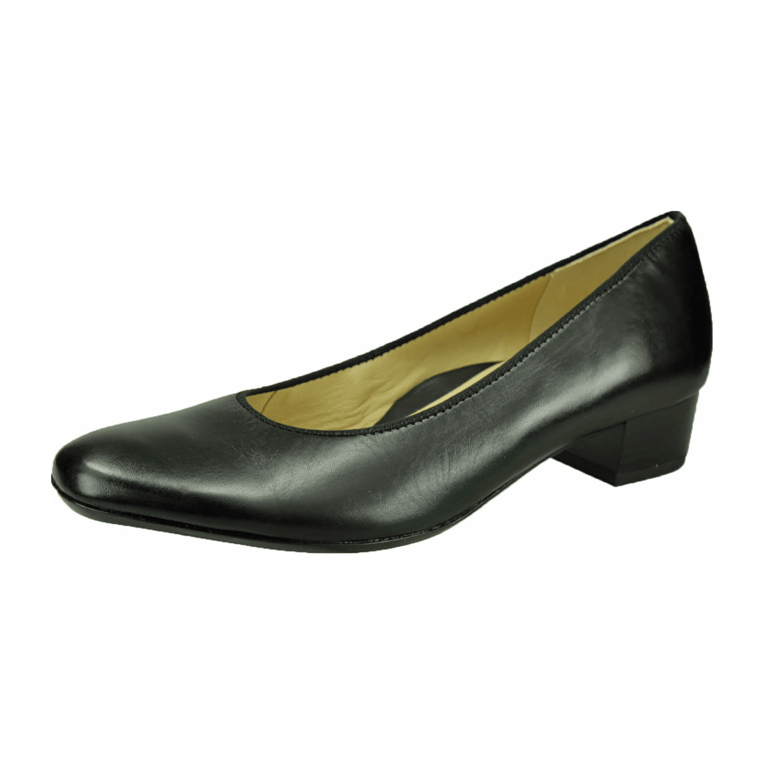 ARA MILANO Women's Leather Pumps in Smooth Black with Round Toe and Pull-On Closure