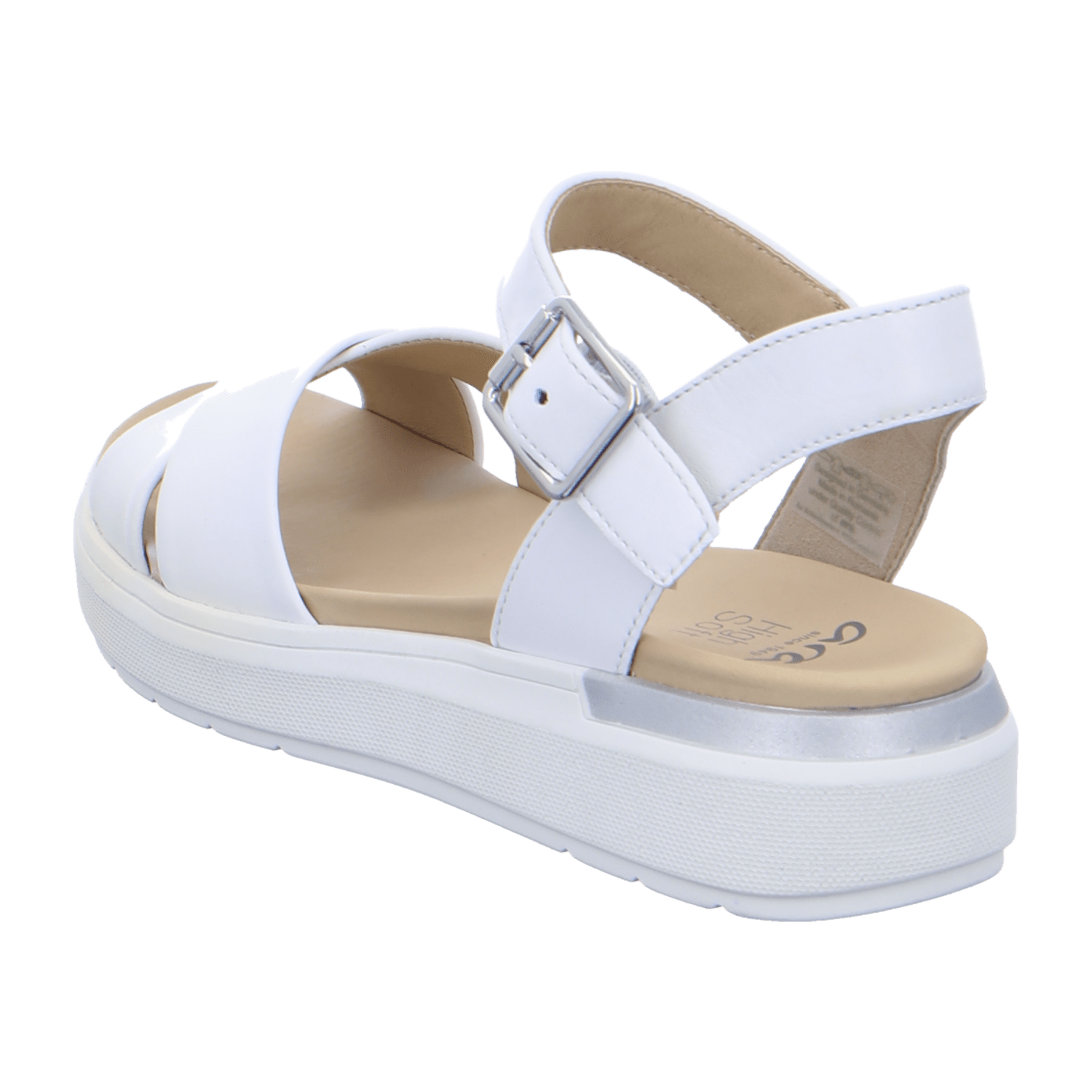 ARA IBIZA Women's Ankle Strap Sandals in White Smooth Leather with Buckle