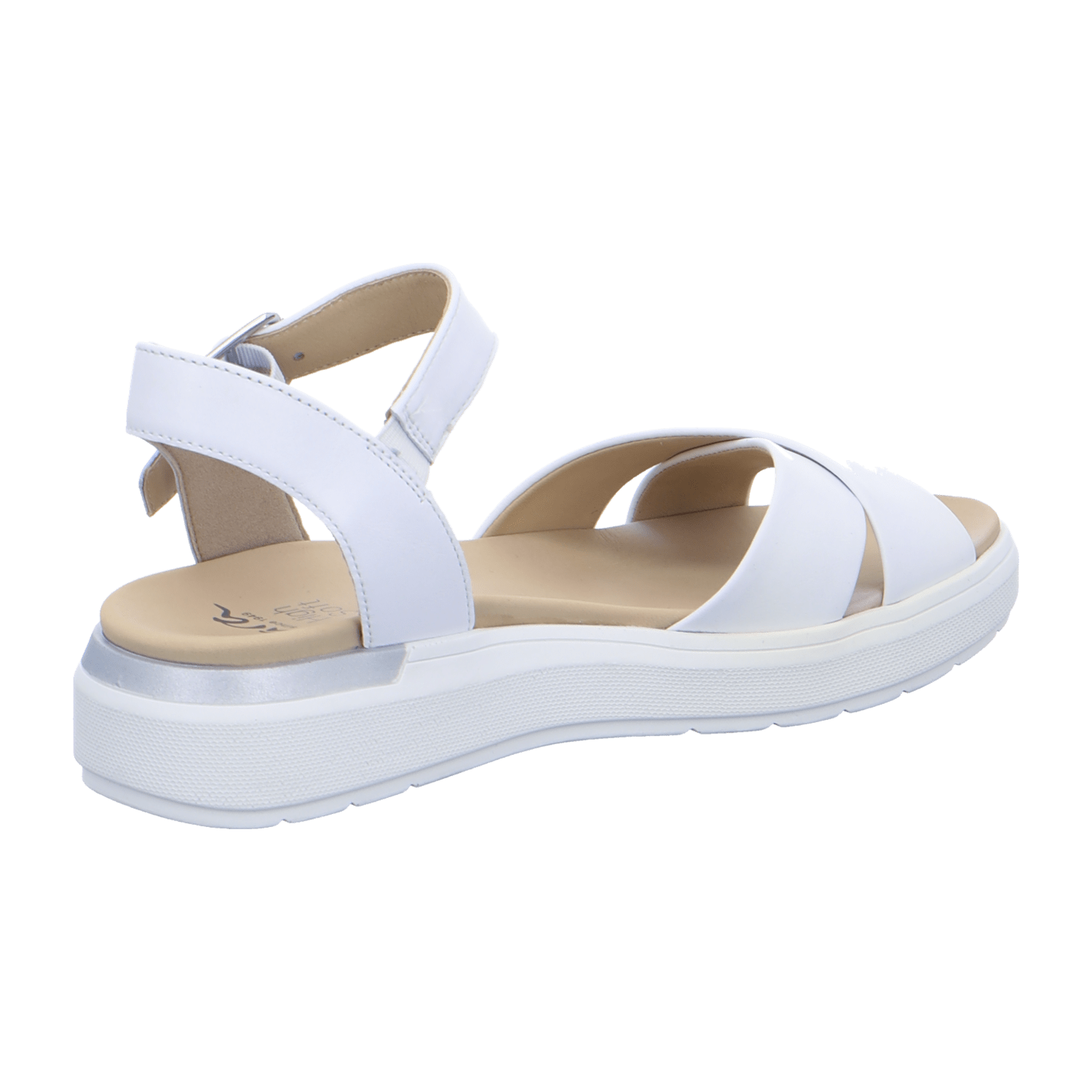ARA IBIZA Women's Ankle Strap Sandals in White Smooth Leather with Buckle