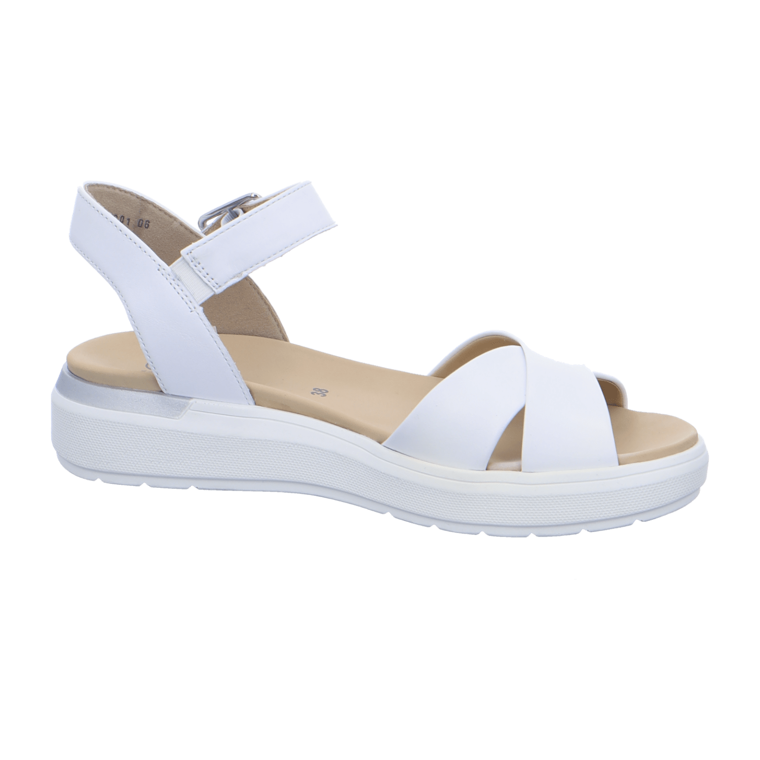 ARA IBIZA Women's Ankle Strap Sandals in White Smooth Leather with Buckle