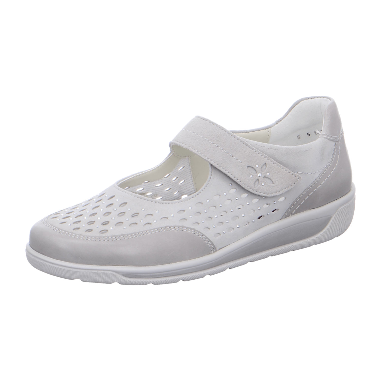 ARA MERAN Women's Nubuck Leather Slip-On Loafers with Hook-and-Loop Closure in Grey