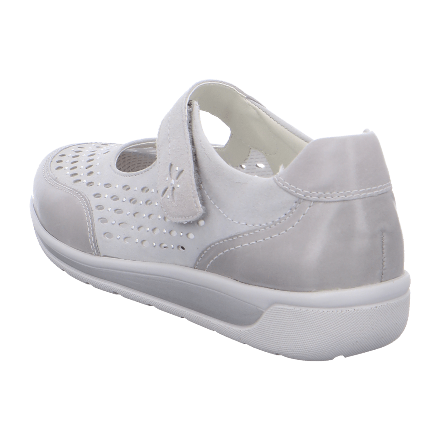 ARA MERAN Women's Nubuck Leather Slip-On Loafers with Hook-and-Loop Closure in Grey