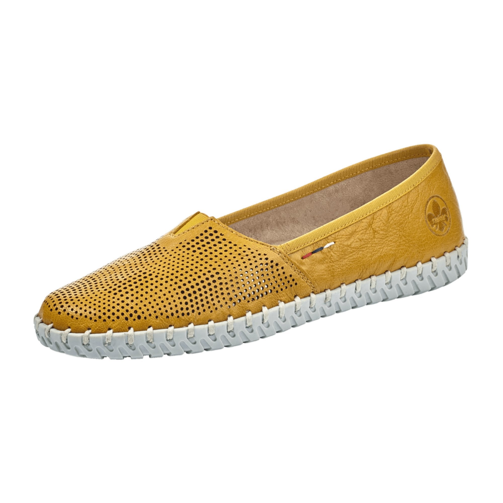 Rieker Women's Yellow Comfort Slip-On Shoes Leather Upper Flat Heel