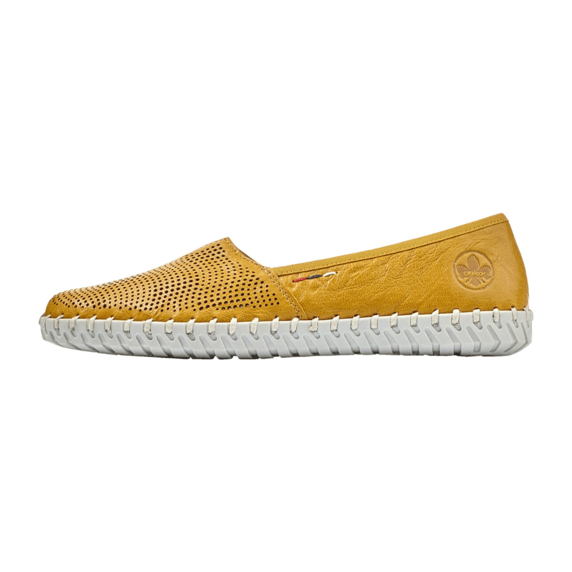 Rieker Women's Yellow Comfort Slip-On Shoes Leather Upper Flat Heel