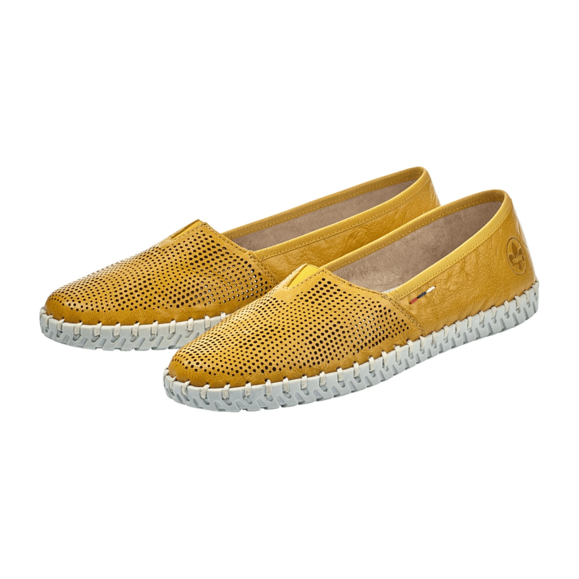 Rieker Women's Yellow Comfort Slip-On Shoes Leather Upper Flat Heel
