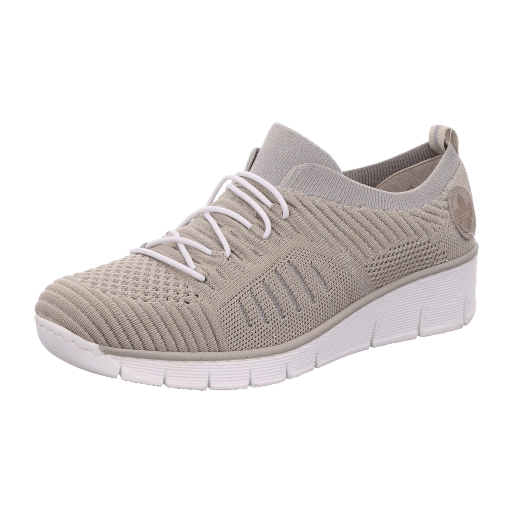 Rieker Beige Comfortable Slip-On Shoes for Women Textile and Leather Lining