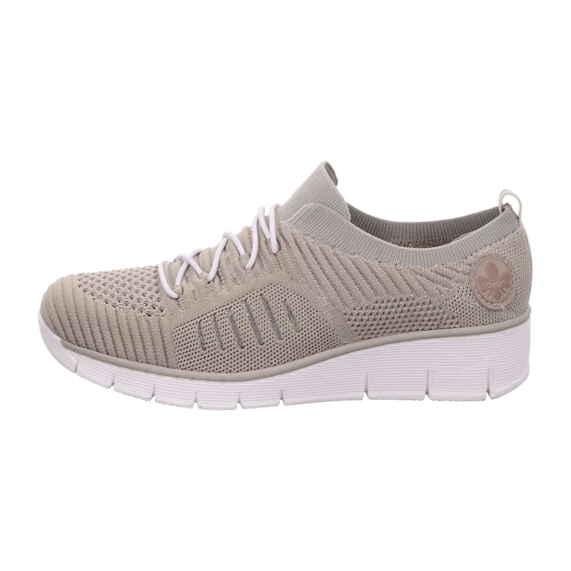 Rieker Beige Comfortable Slip-On Shoes for Women Textile and Leather Lining