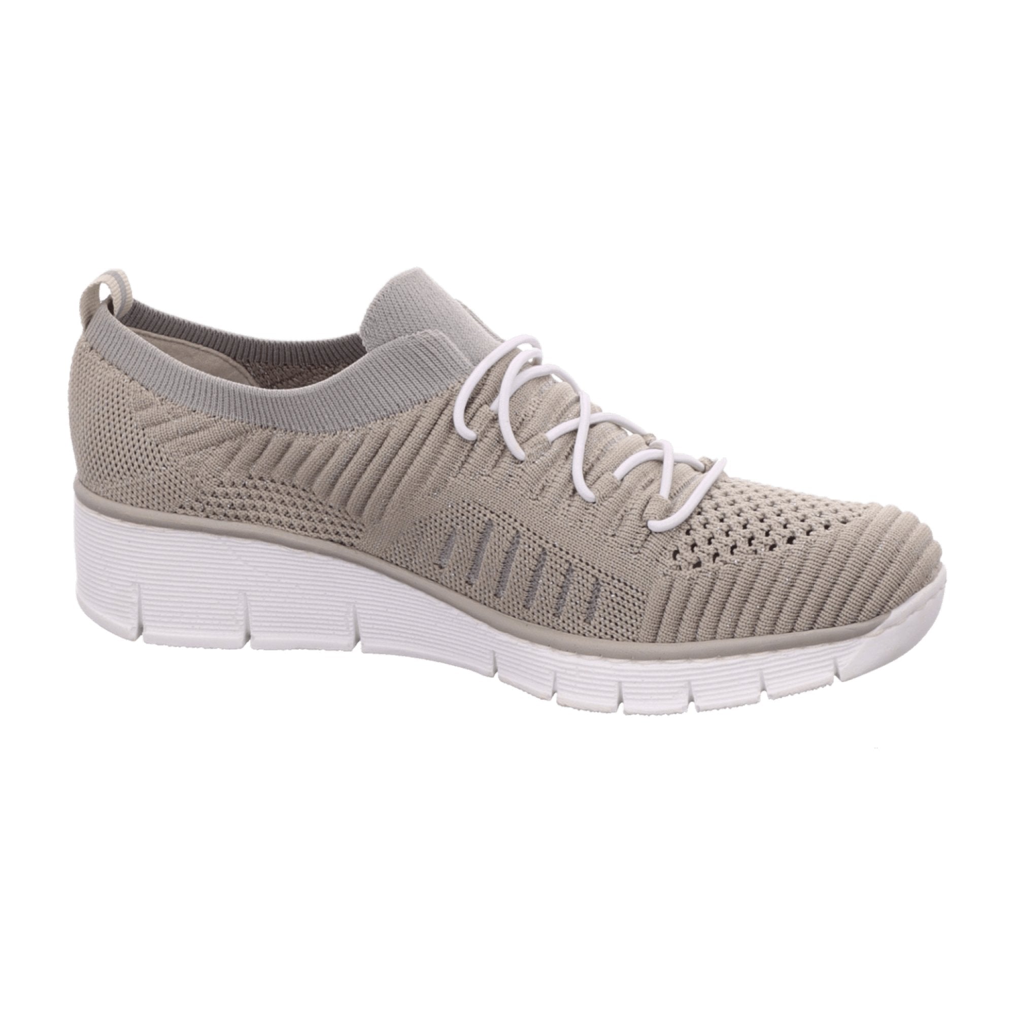 Rieker Beige Comfortable Slip-On Shoes for Women Textile and Leather Lining